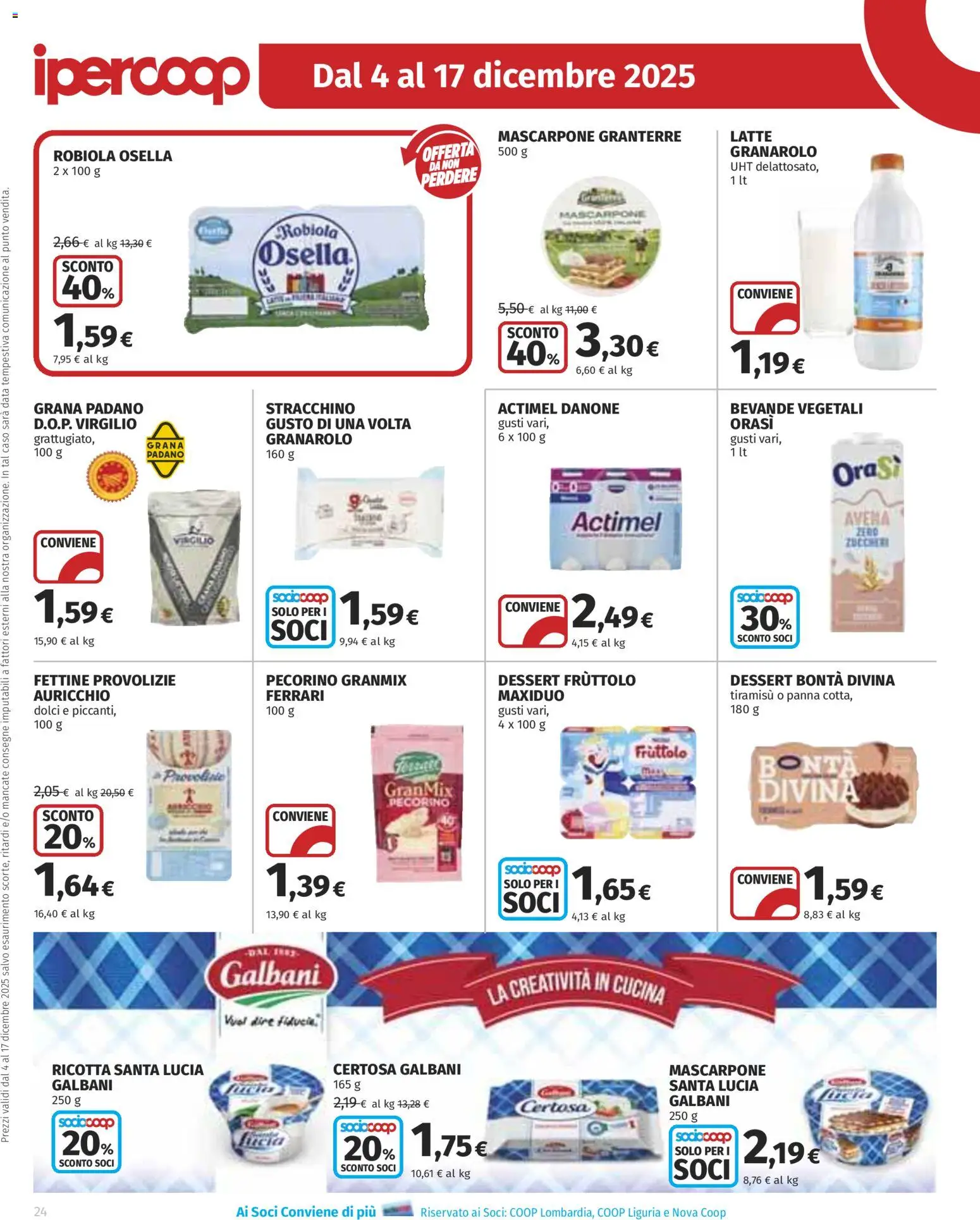 Volantino Ipercoop del 04.12.2025 | Pagina: 24 | Prodotti: Panna, Latte, Stracchino, Ricotta