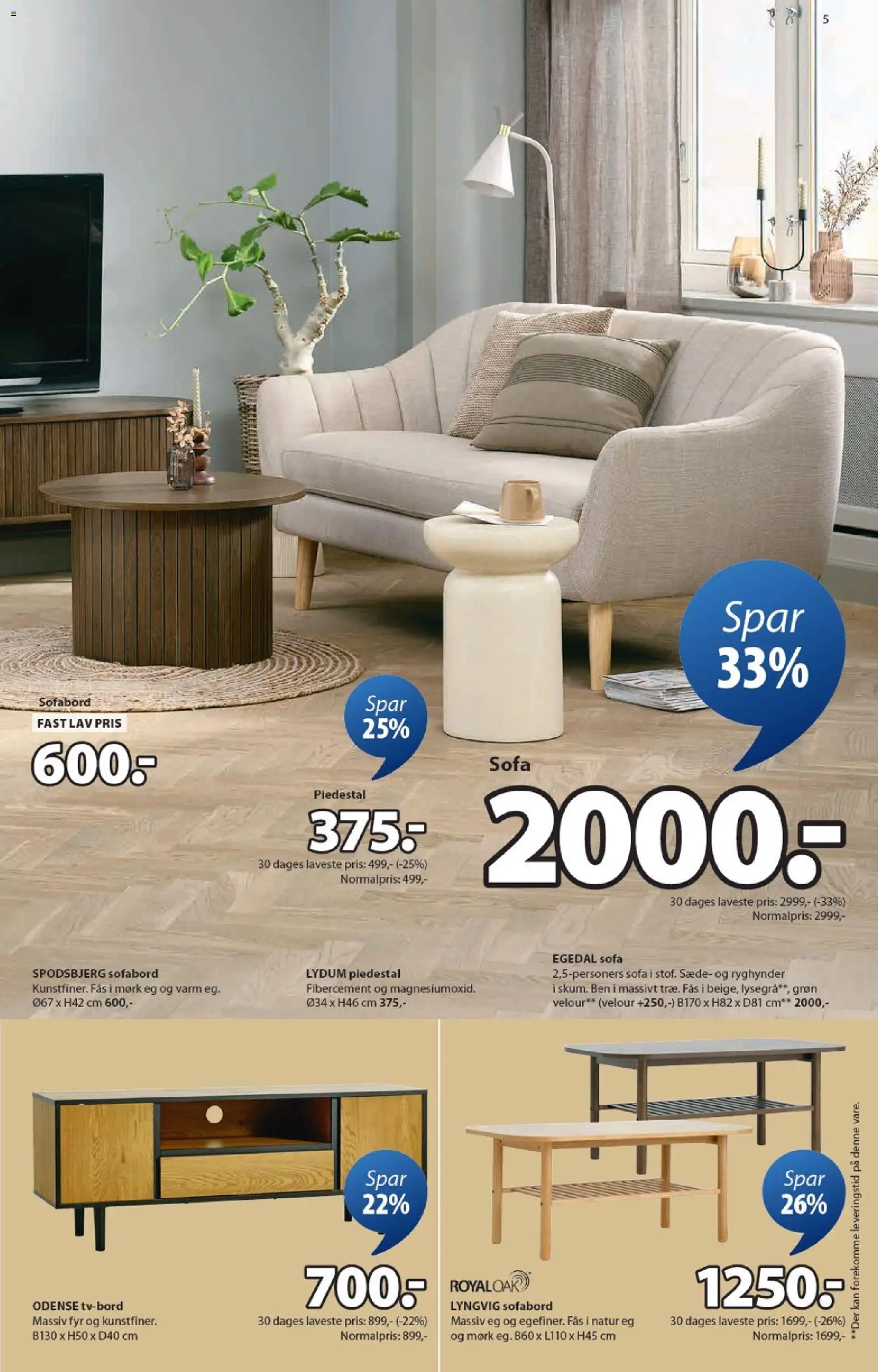 JYSK tilbudsavis – gyldig fra 13.02.2026 | Side: 5 | Produkter: Sofabord, Sofa
