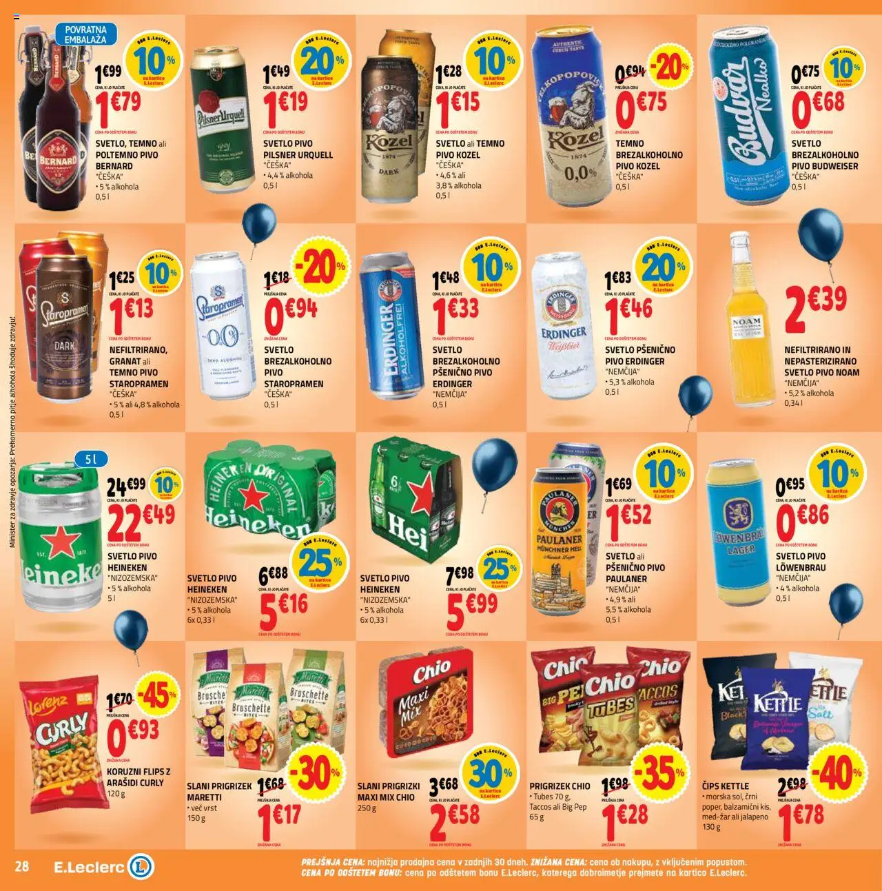 E.leclerc katalog │ velja od 11.06.2025 | Stran: 28 | Izdelki: Falafel, Arašidi, Flips, Pivo