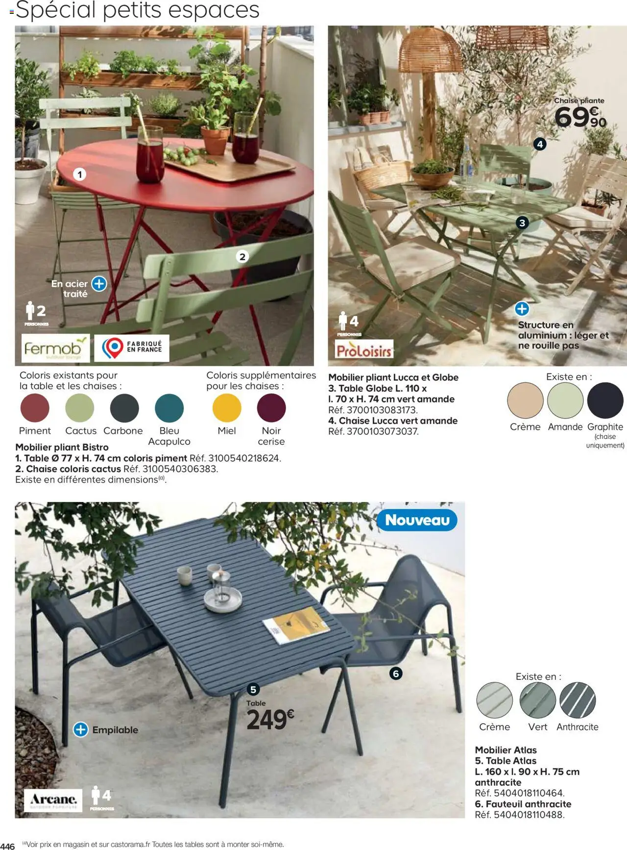 {H1} | Page: 446 | Produits: Chaise pliante, Fauteuil, Chaise, Crème