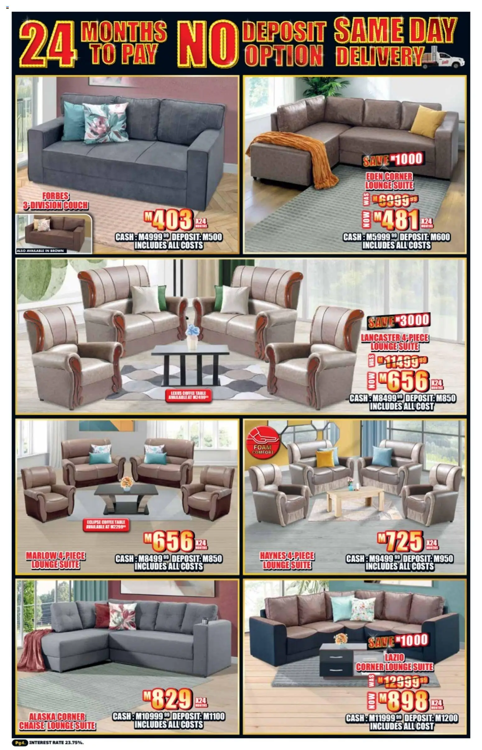 New Lewis Stores catalogue – valid from 23.02.2026 | Page: 4 | Products: Couch, Coffee table, Lounge suite, Coffee