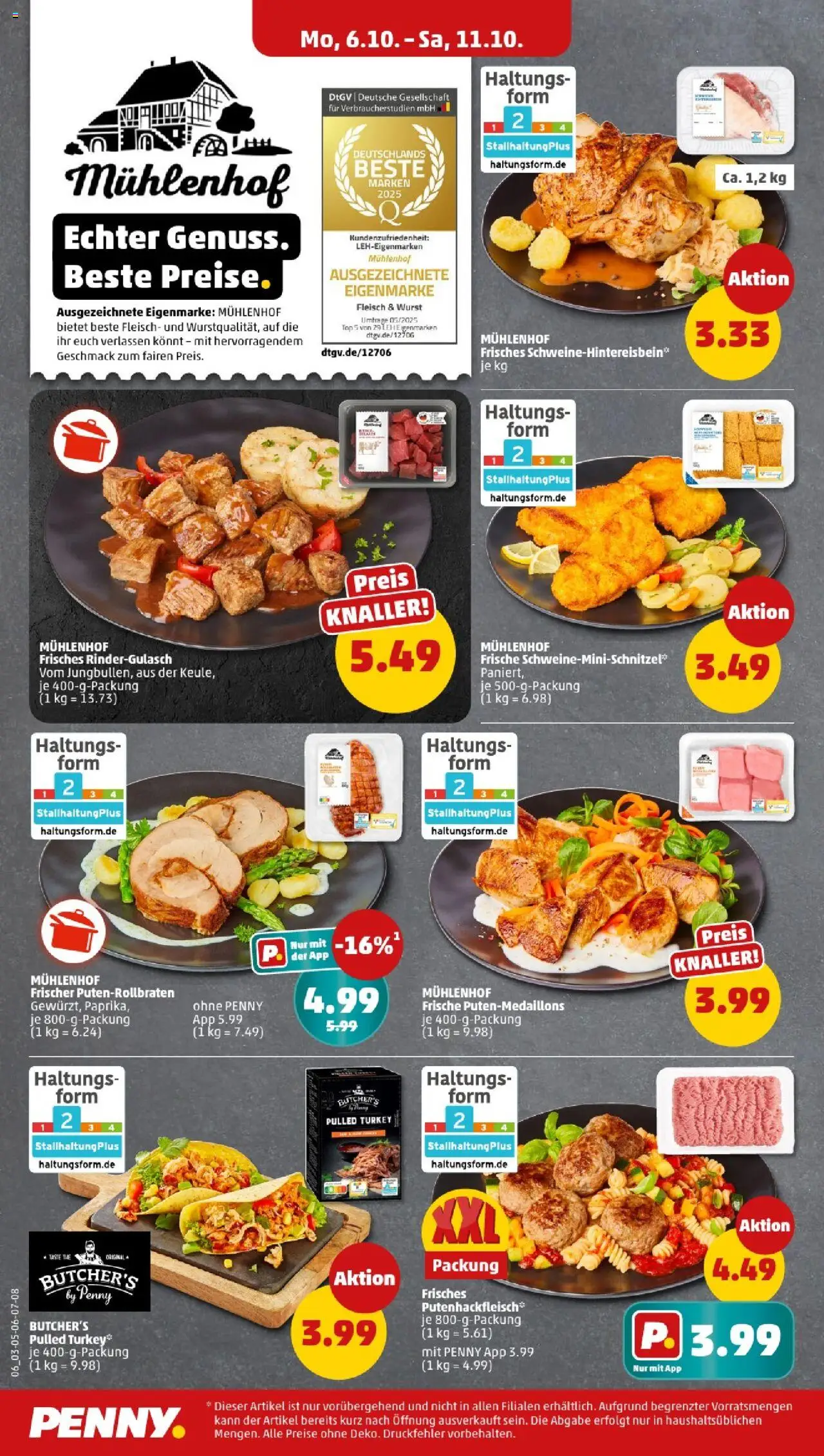 Penny - Niedersachsen – gültig ab 06.10.2025 | Seite: 8 | Produkte: Top, Rindergulasch, Wurst, Fleisch