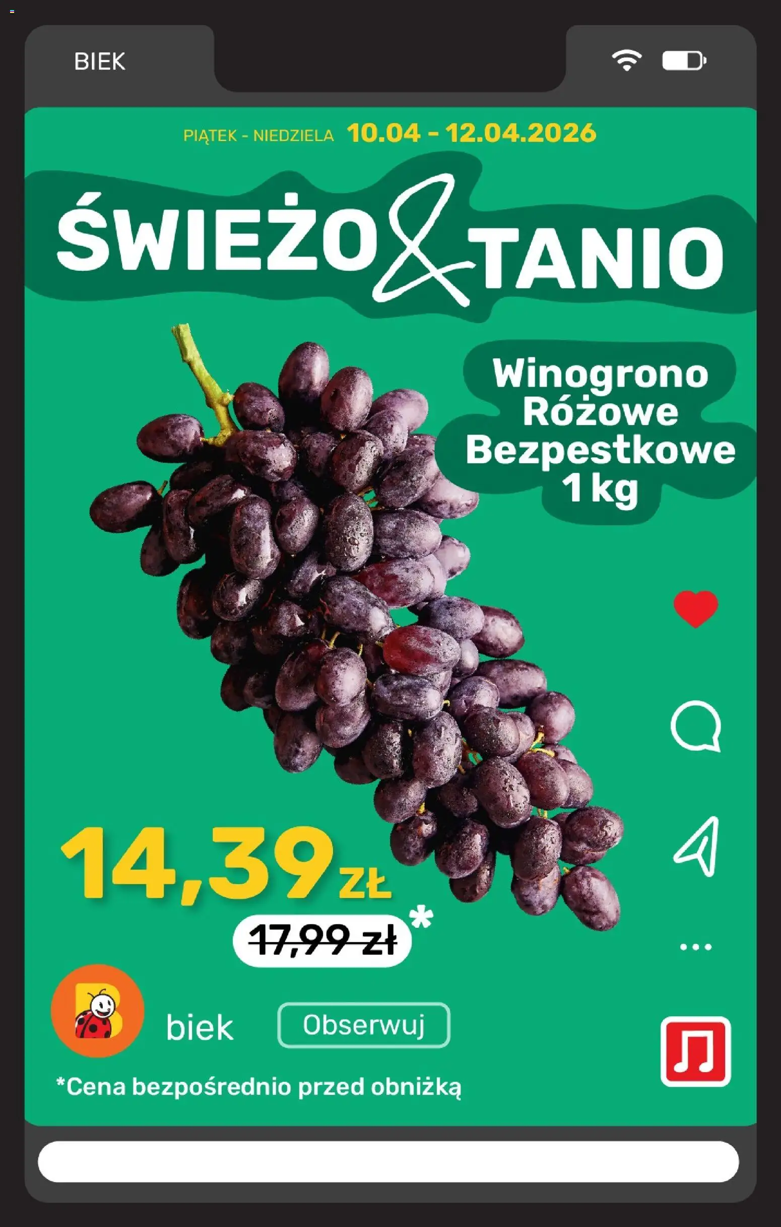 Biedronka gazetka - Biek od 10.04.2026 | Strona: 8 | Produkty: Winogrono