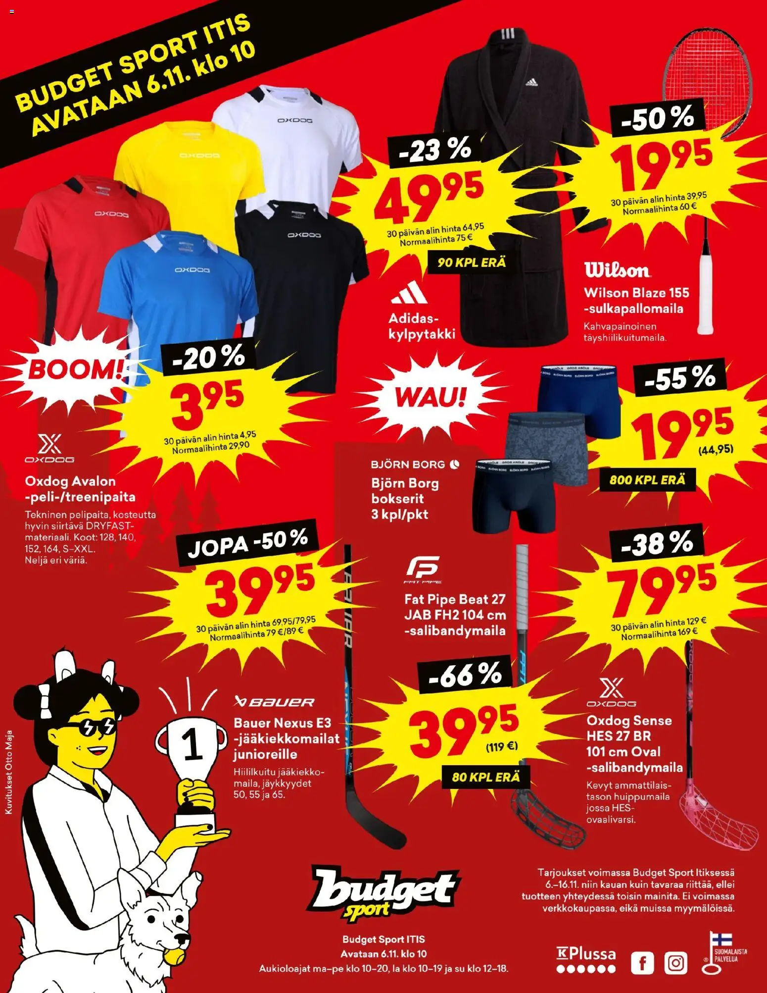 Budget Sport tarjoukset – voimassa 06.11.2025 alkaen | Sivu: 4 | Tuotteet: Sulkapallomaila, Kylpytakki, Bokserit