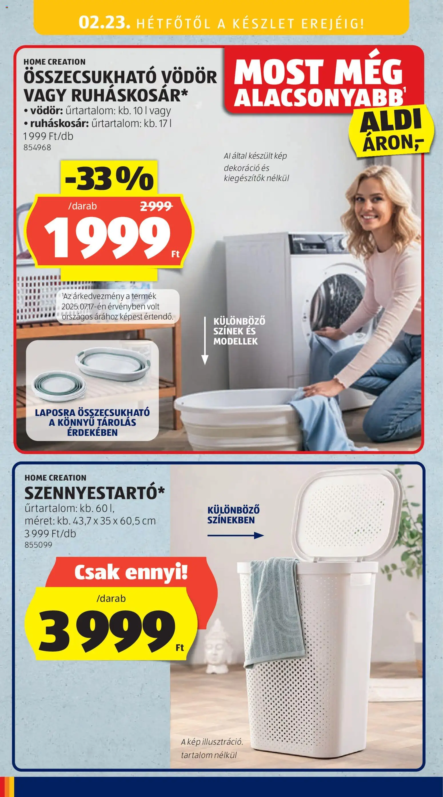 Aldi akciós ujság - amely érvényes a következő dátumtól: 19.02.2026 | Oldal: 40 | Termékek: Dekoráció, Ruháskosár