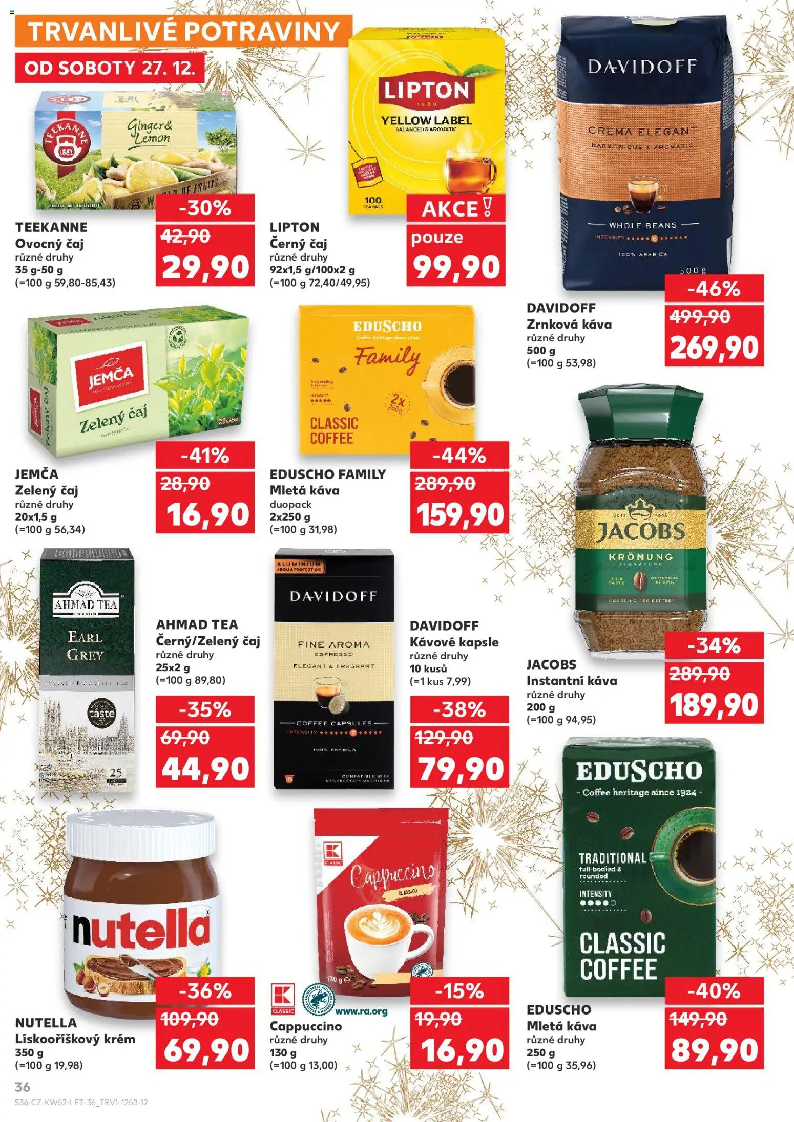Kaufland leták - Chomutov od 27.12.2025 | Strana: 36 | Produkty: Káva, Káva davidoff, Potraviny, Nutella