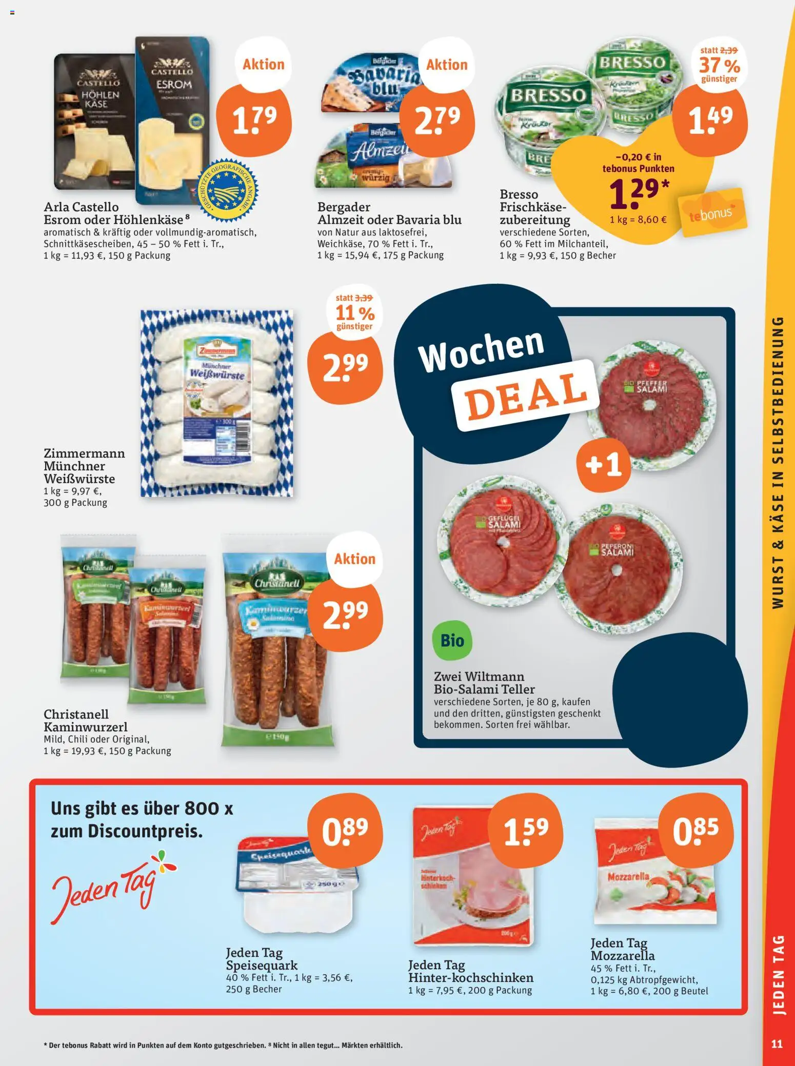 Tegut Prospekt 	 – gültig ab 03.11.2025 | Seite: 13 | Produkte: Mozzarella, Chili, Schinken, Frischkase