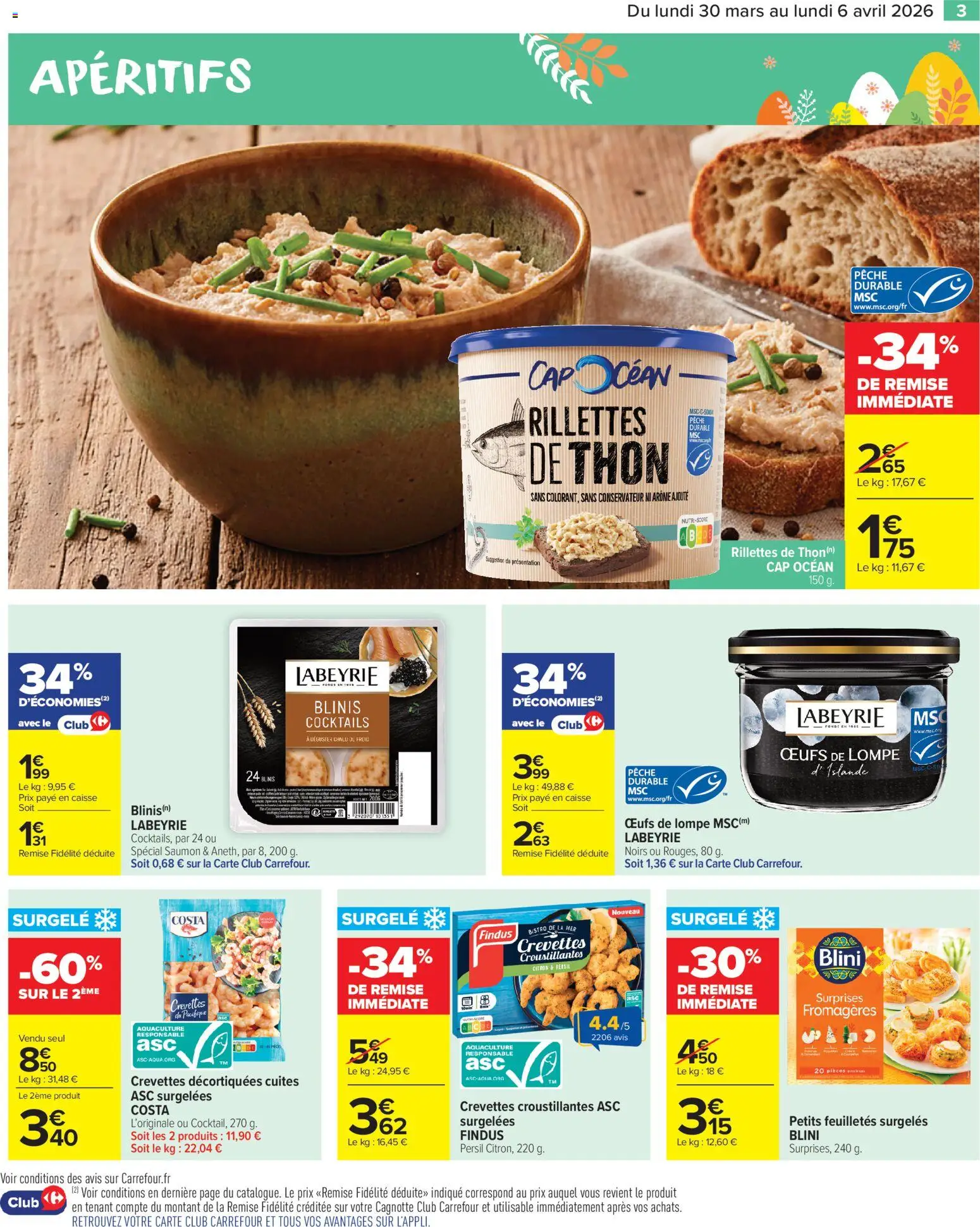 {H1} | Page: 5 | Produits: Citron, Thon, Blinis, Œufs