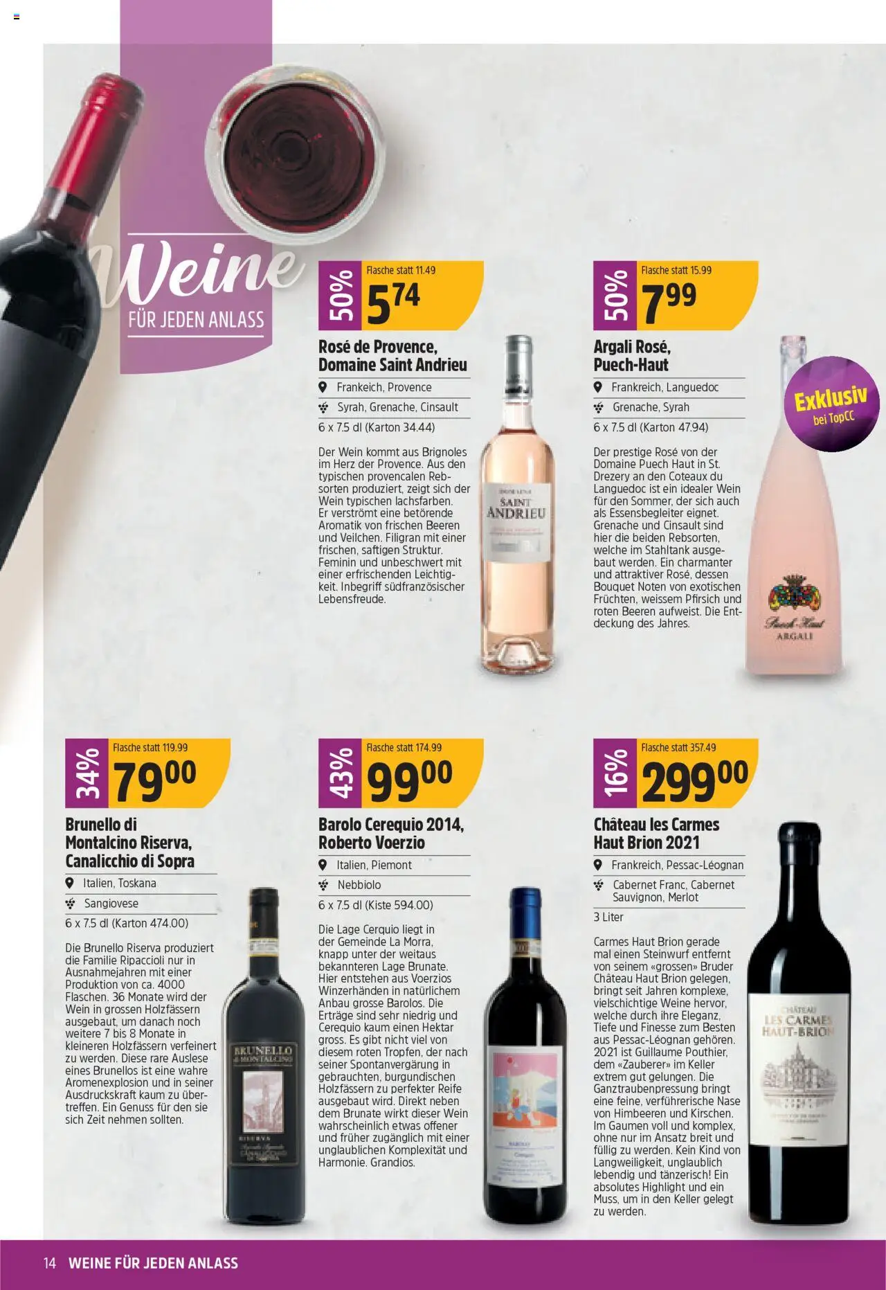 TopCC Aktionen – gültig ab 27.10.2025 | Seite: 14 | Produkte: Merlot, Wein, Pfirsich