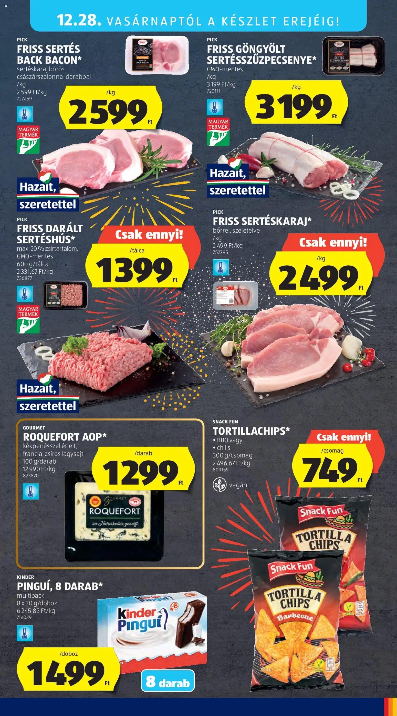 Aldi akciós ujság - amely érvényes a következő dátumtól: 27.12.2025 | Oldal: 33 | Termékek: Chips, Sertéskaraj, Pick, Bacon