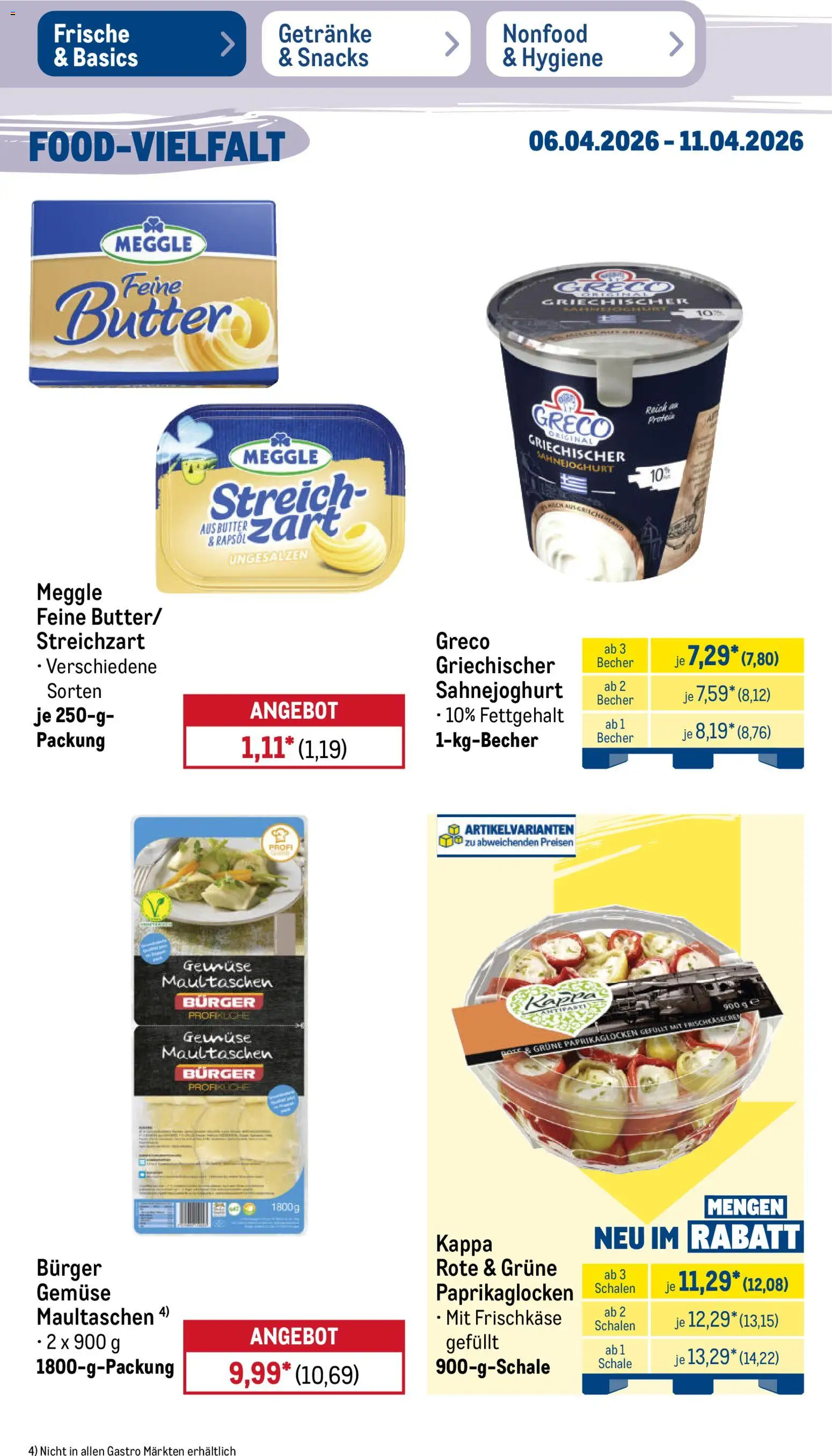 Metro Prospekt 	 – gültig ab 06.04.2026 | Seite: 17 | Produkte: Butter, Burger, Maultaschen, Frischkase