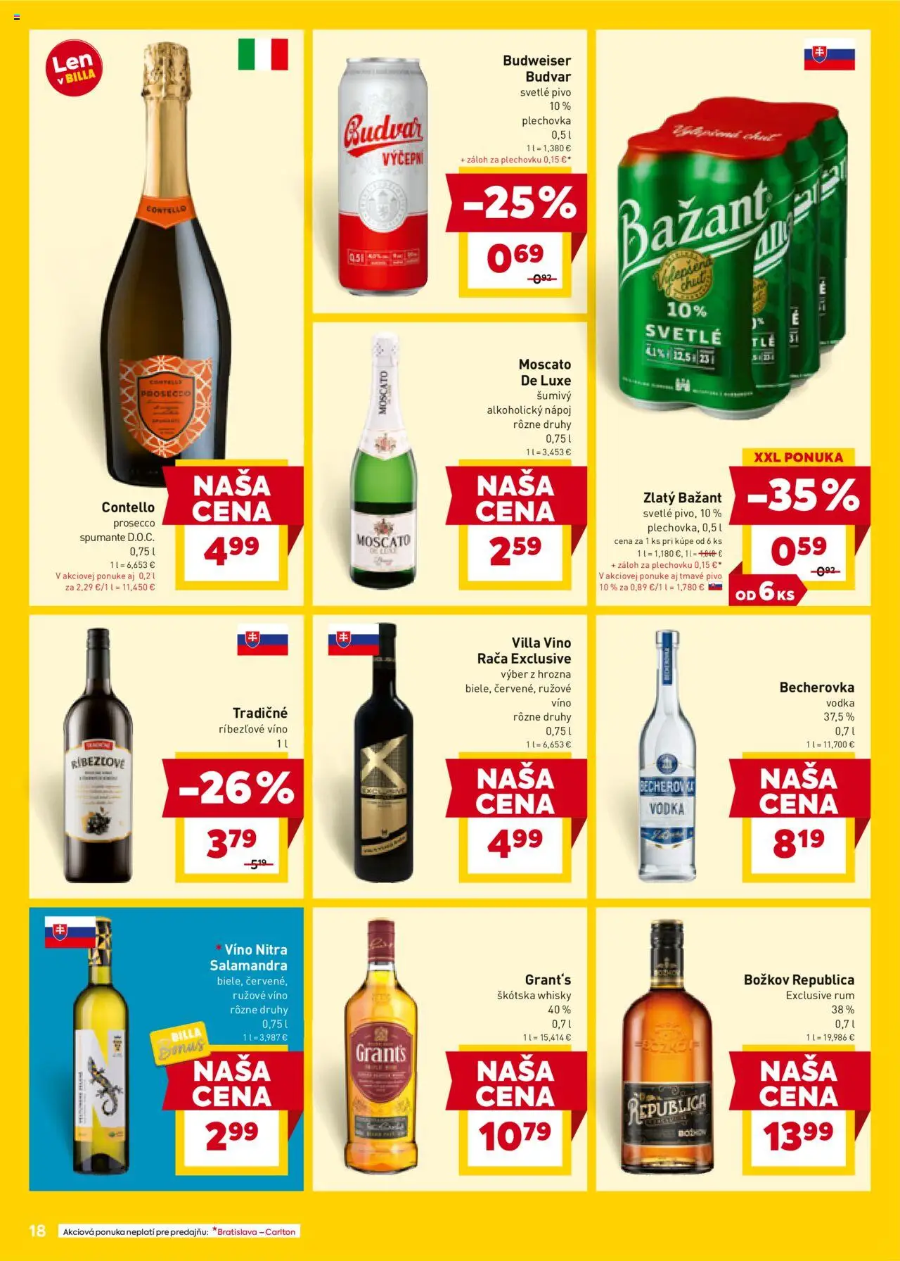 Billa leták │ platný od 23.07.2025 | Strana: 18 | Produkty: Pivo, Víno, Budvar, Rúžové víno