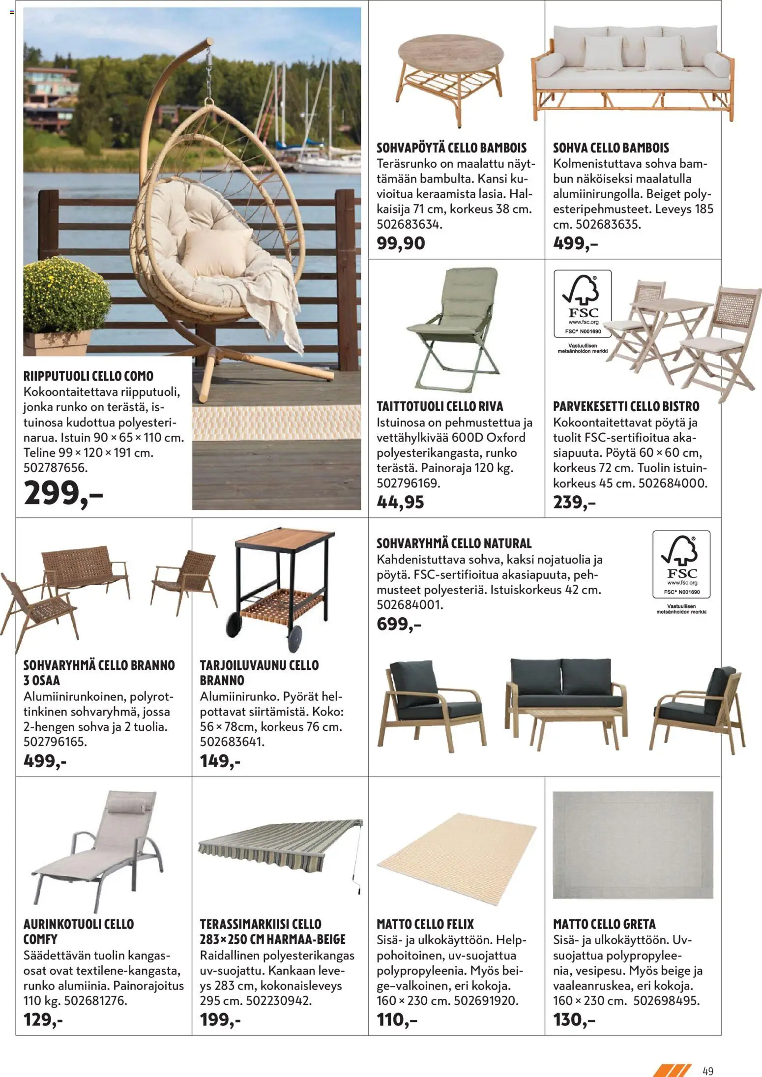 K-Rauta tarjoukset - Pihalla  – voimassa 01.04.2026 alkaen | Sivu: 49 | Tuotteet: Kangas, Kansi, Aurinkotuoli, Sohvapöytä