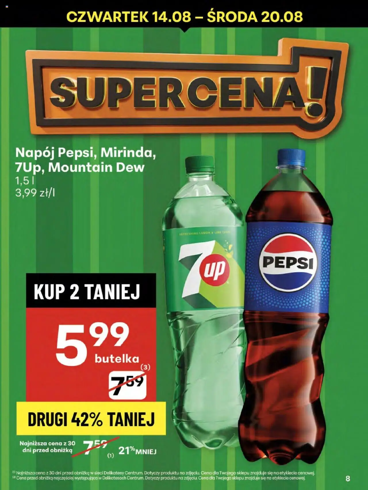 Delikatesy Centrum Gazetka - Sklepy Własne od 14.08.2025 | Strona: 8 | Produkty: Pepsi, Delikatesy