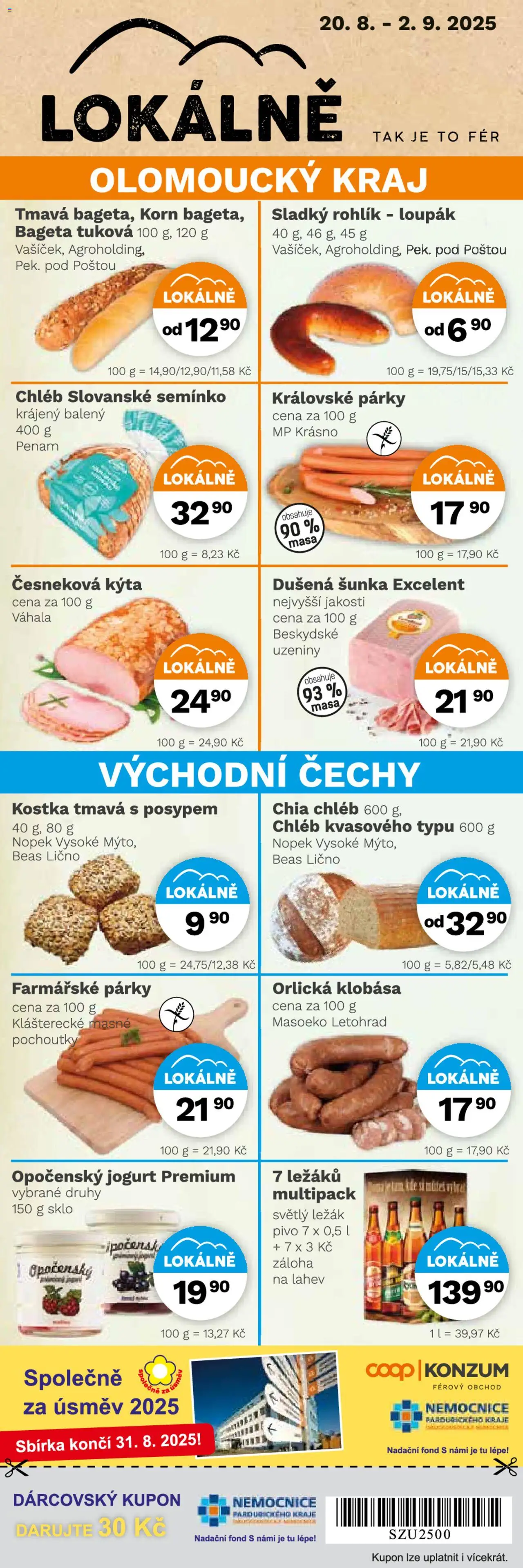 Konzum leták od 20.08.2025 | Strana: 2 | Produkty: Párky, Chia, Kýta, Láhev