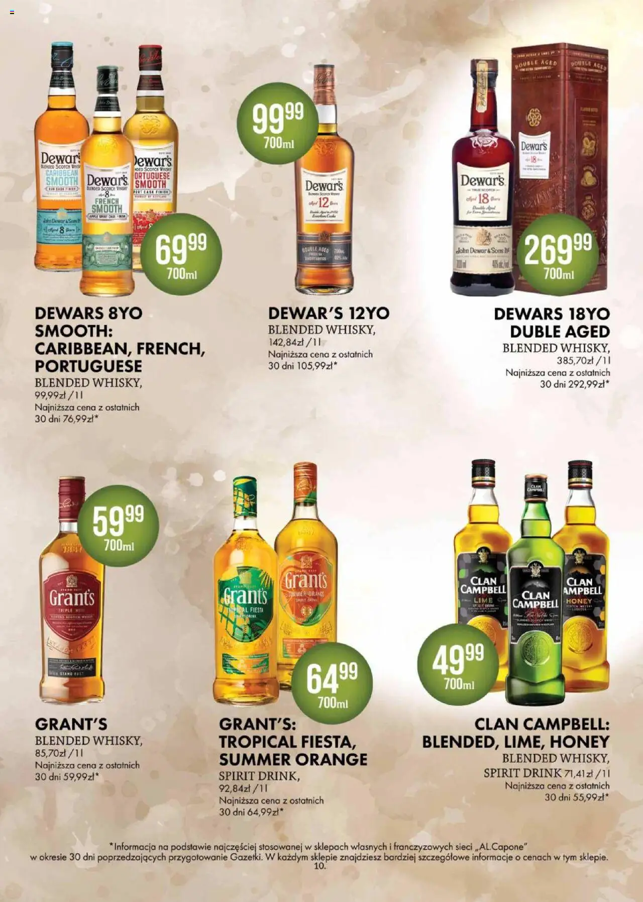 Al.Capone Gazetka od 11.08.2025 | Strona: 10 | Produkty: Grant's, Whisky