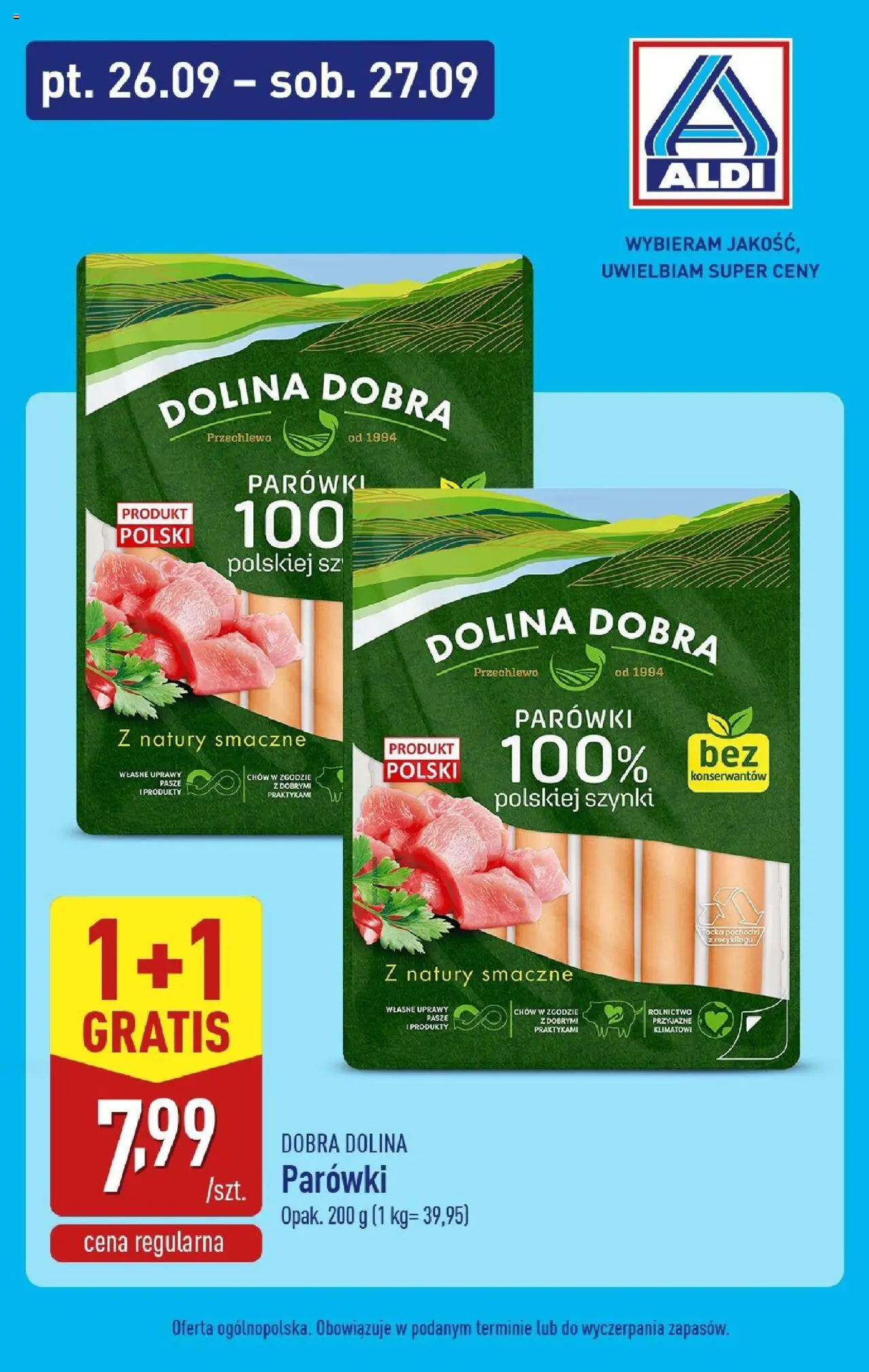 Aldi Gazetka - Weekend promocji od 26.09.2025 | Strona: 3 | Produkty: Parówki