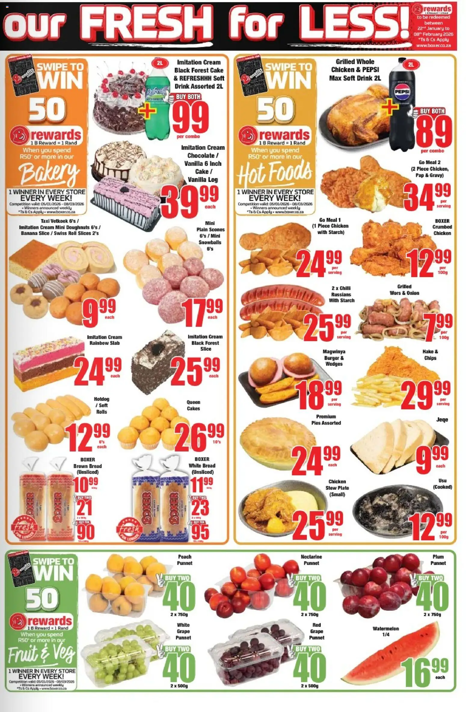 New Boxer catalogue – valid from 05.01.2026 | Page: 3 | Products: Plate, Chicken, Chips, Peach