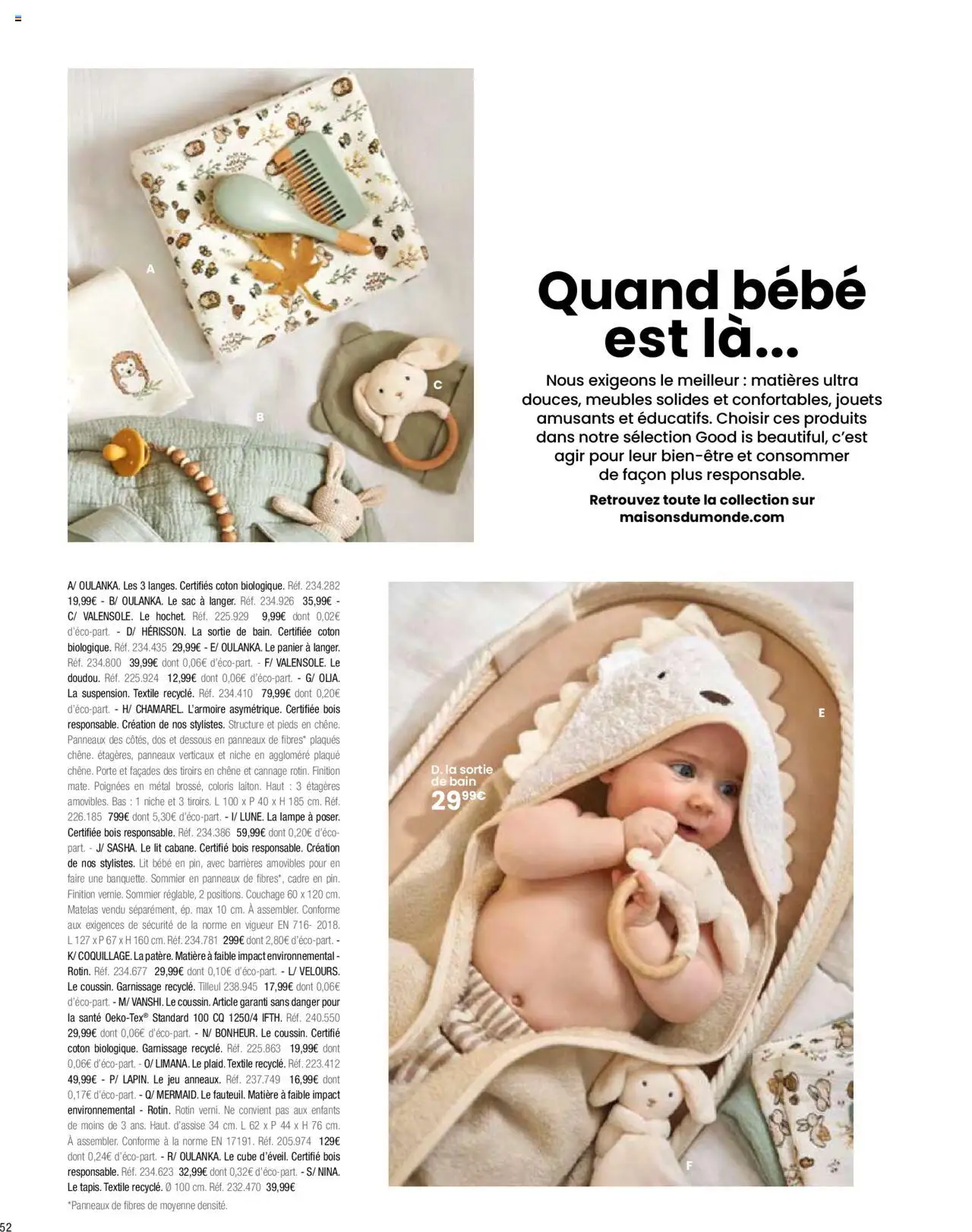 {H1} | Page: 54 | Produits: Coton, Poignées, Sommier, Lampe