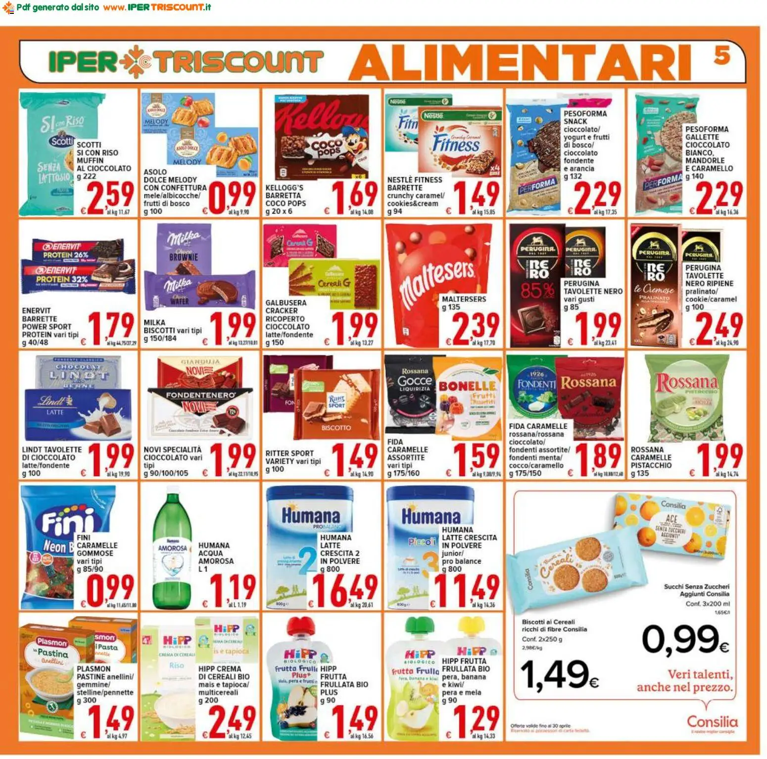 Volantino Ipertriscount del 17.04.2026 | Pagina: 5 | Prodotti: Cioccolato, Riso, Caramelle, Mandorle