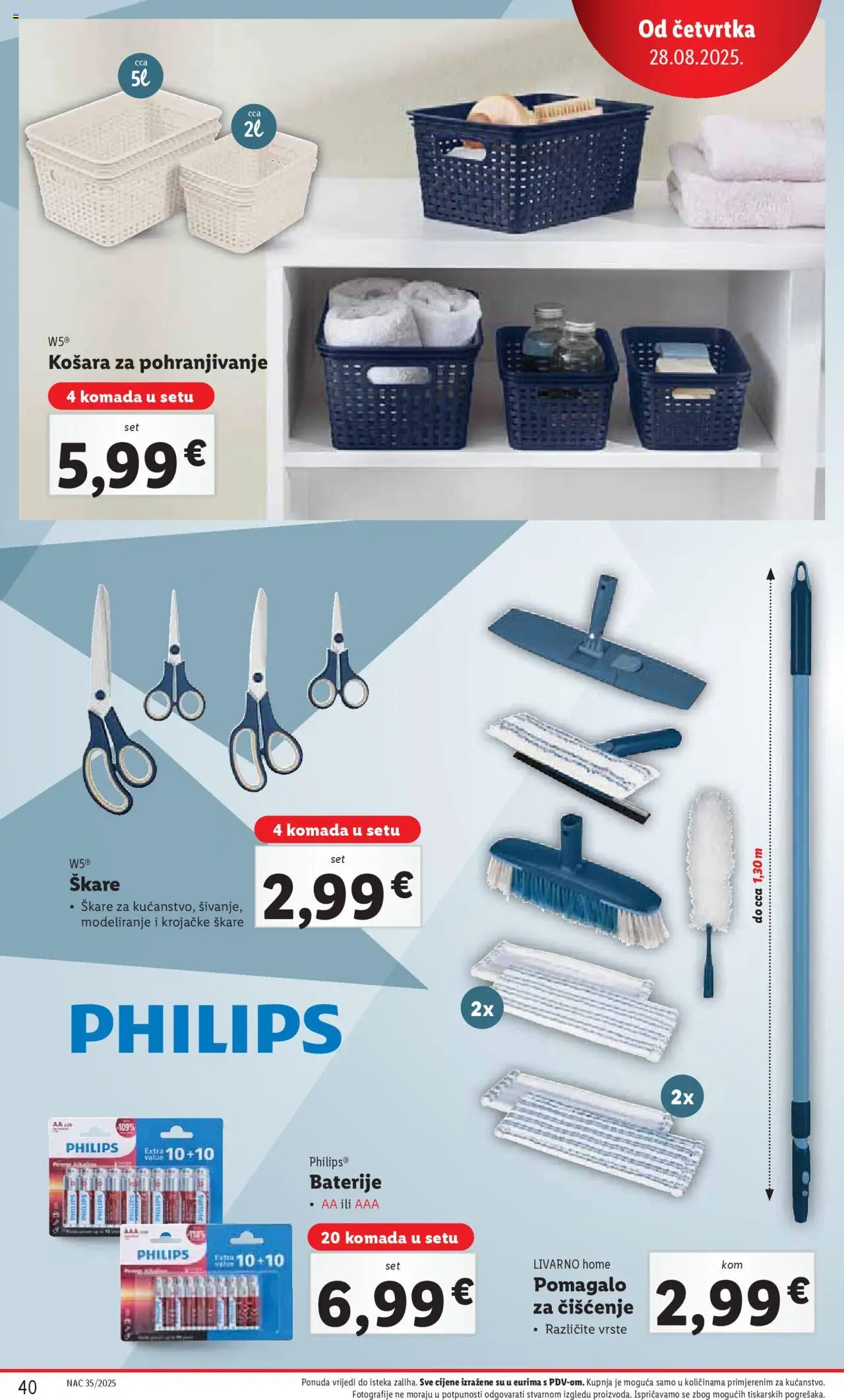 Lidl katalog | vrijedi od 25.08.2025 | Stranica: 40 | Proizvodi: Košara, Baterije, Škare