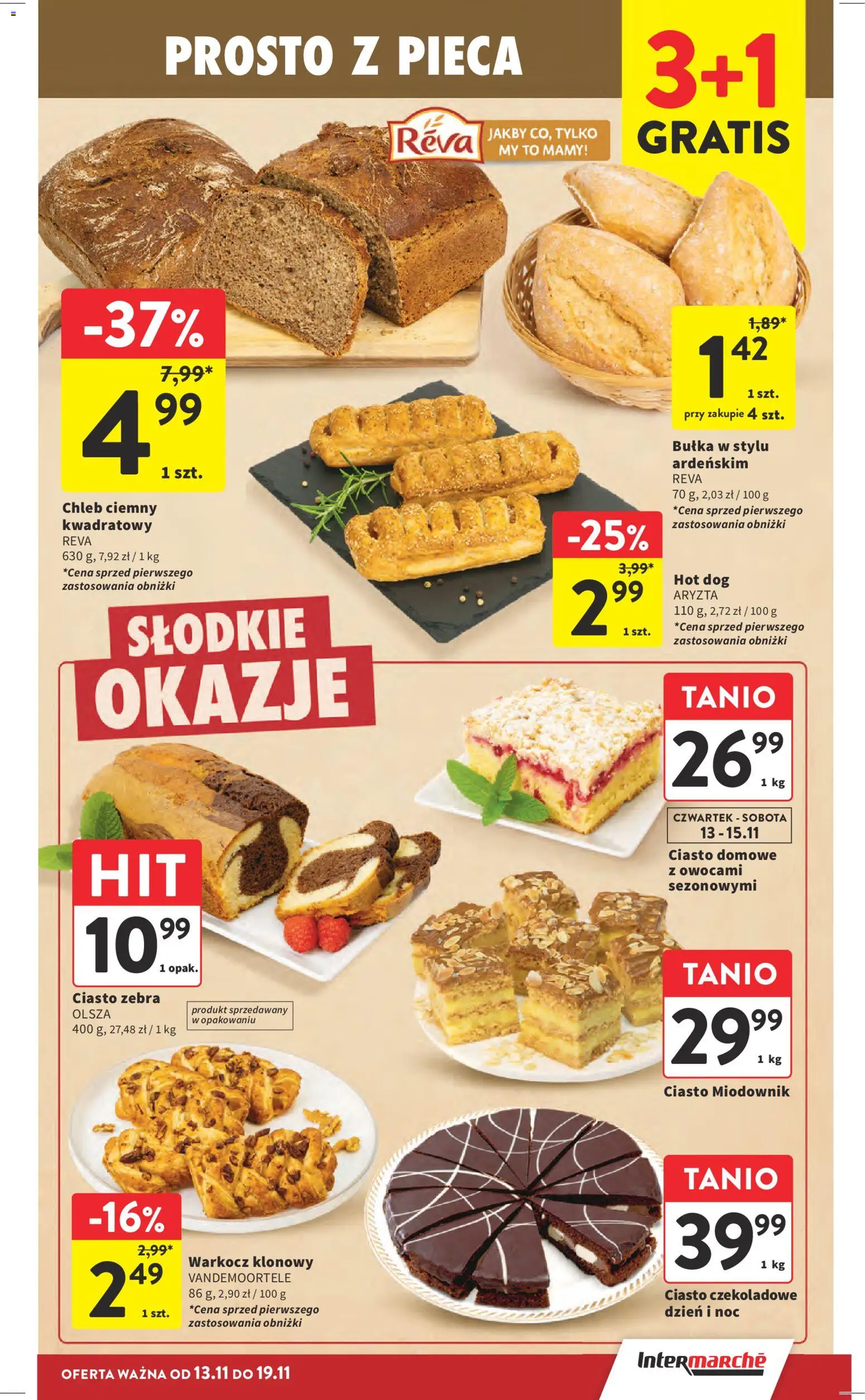 Intermarche Gazetka od 13.11.2025 | Strona: 19 | Produkty: Ciasto, Chleb ciemny, Bułka, Chleb