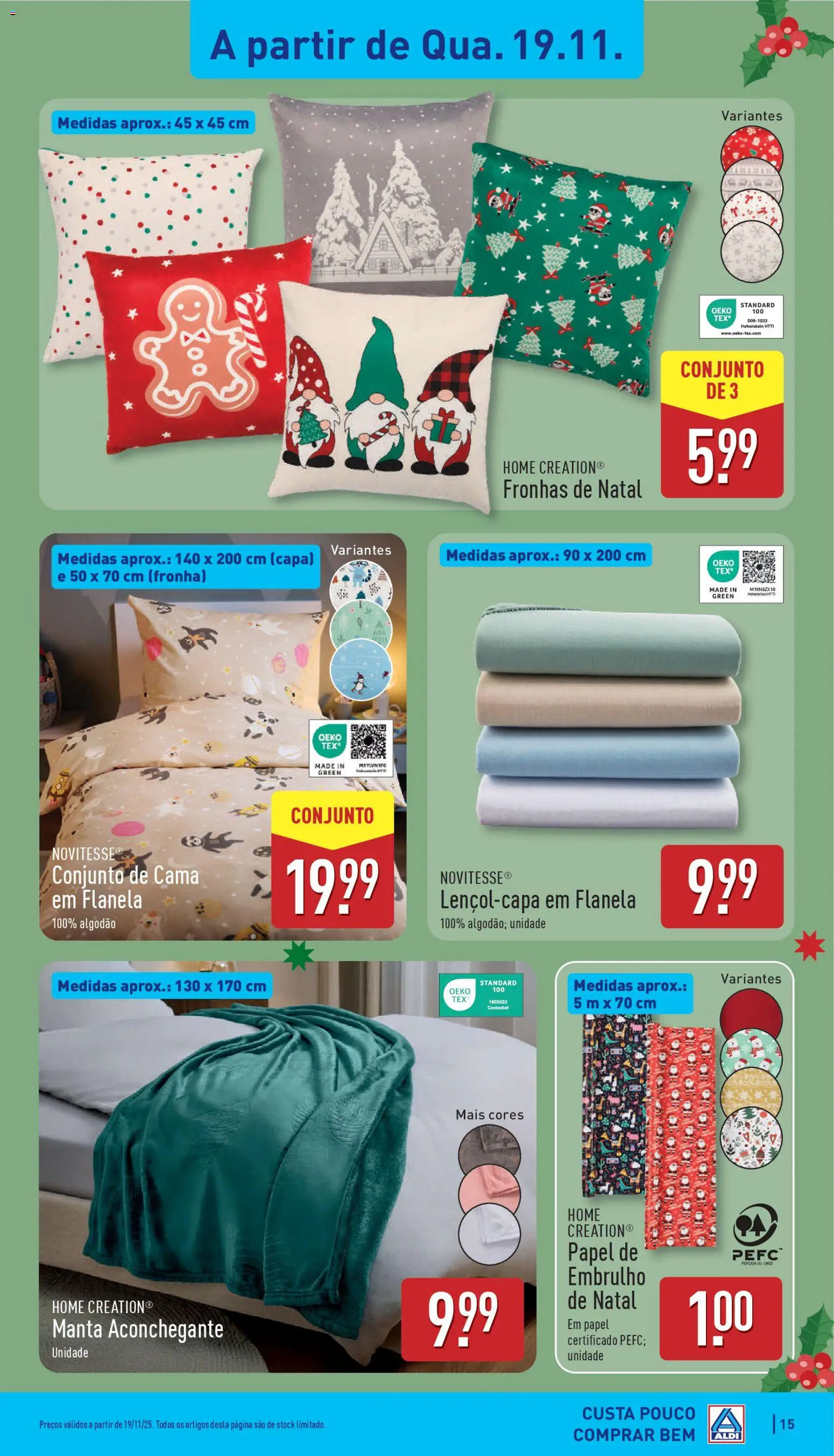 Aldi folheto │ válido de 17.11.2025 | Página: 15 | Produtos: Fronha, Algodão, Cama