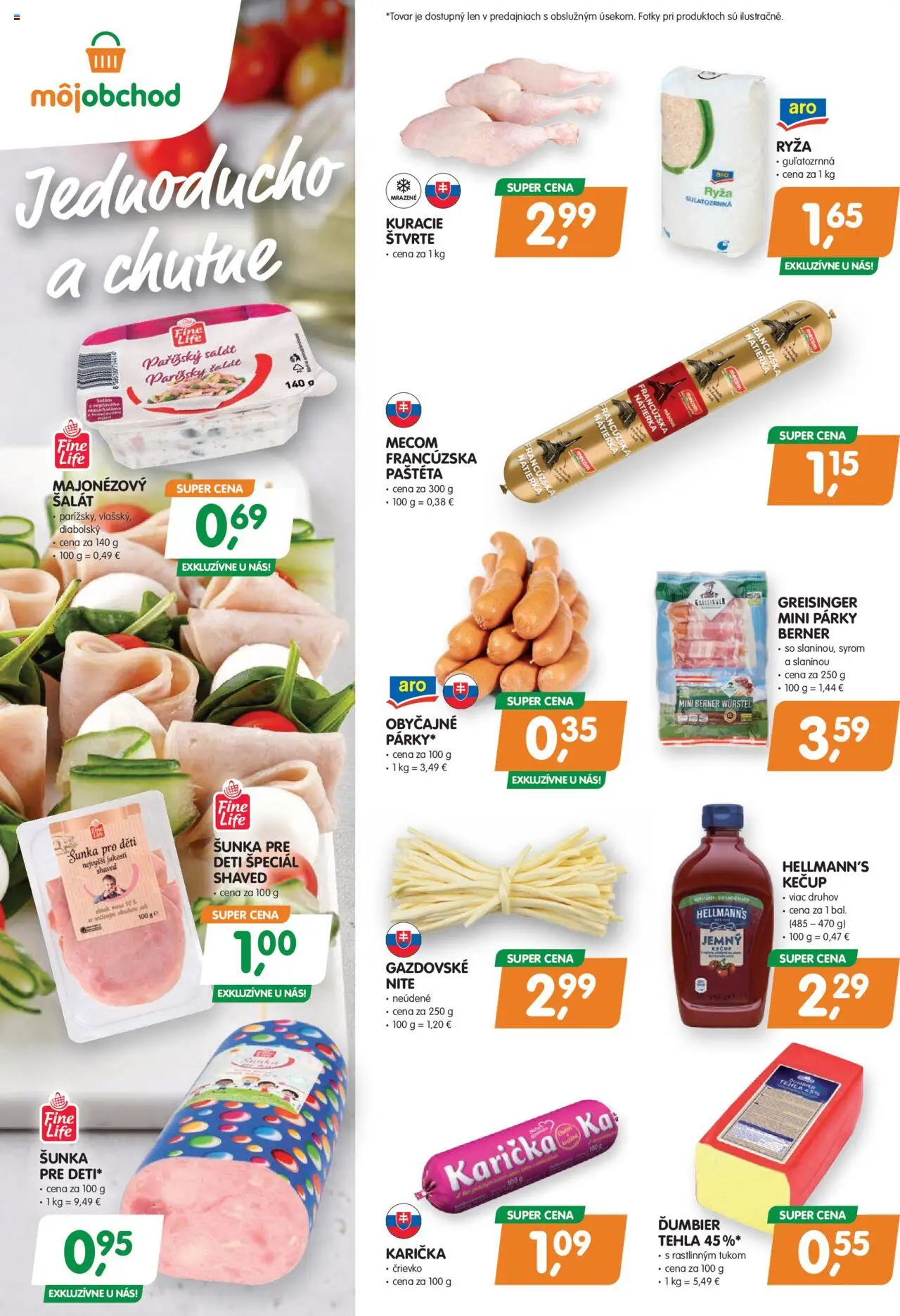 Môj obchod leták │ platný od 15.08.2025 | Strana: 2 | Produkty: Šunka, Ryža, Šalát, Párky