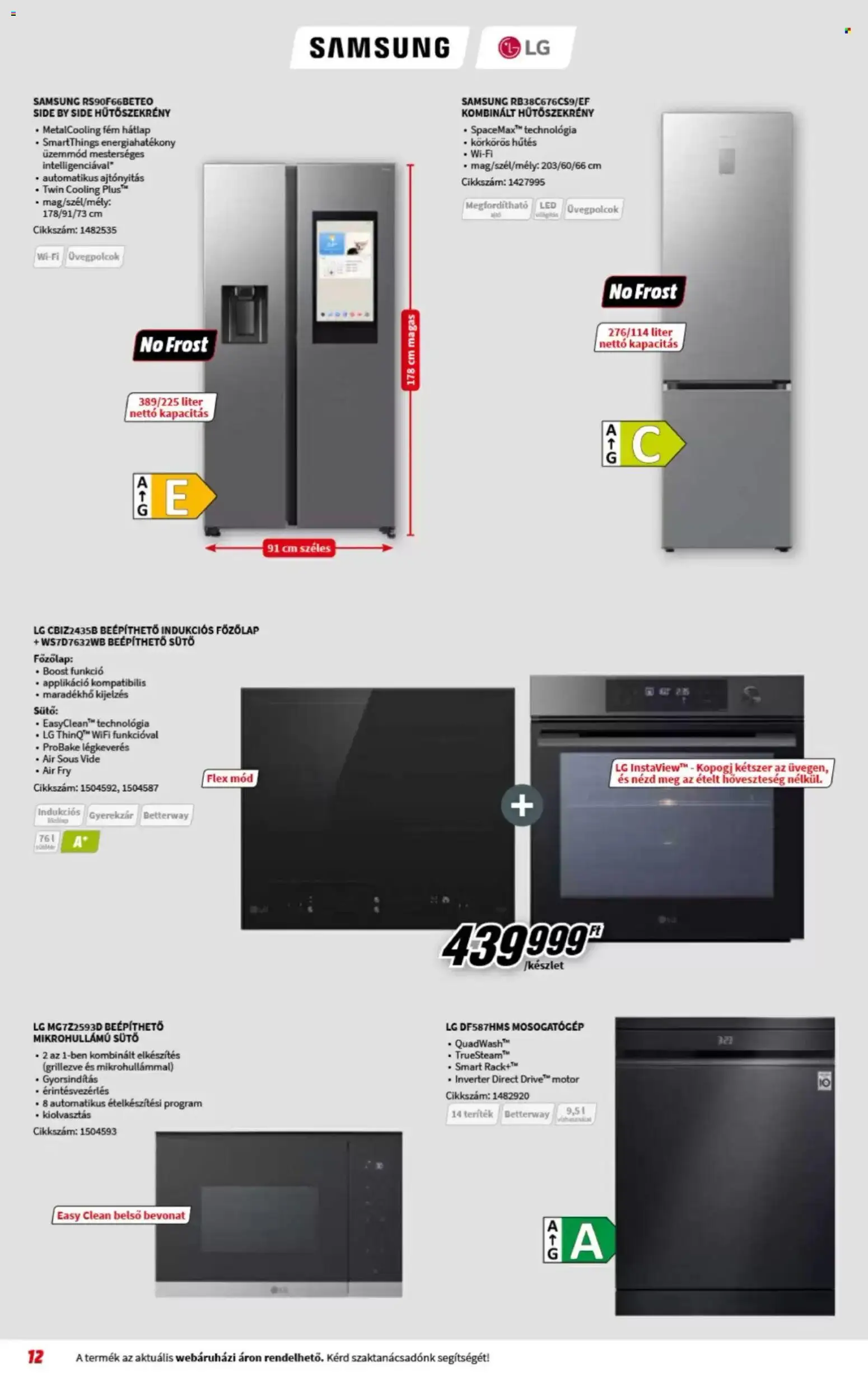 Media Markt akciós ujság - amely érvényes a következő dátumtól: 08.04.2026 | Oldal: 12 | Termékek: Sütő, Mikrohullámú sütő, Indukciós főzőlap, Samsung
