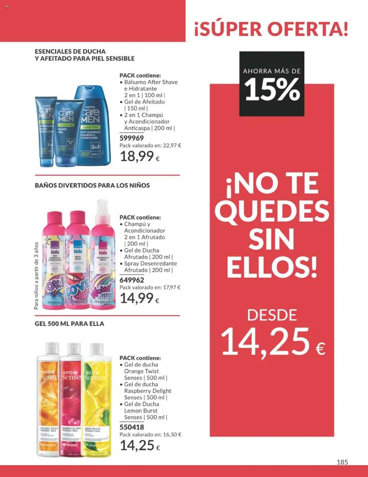 Catálogo AVON campaña 7 │ válido desde el 01.07.2025 | Página: 185 | Productos: Champú, Acondicionador, Gel de ducha, Té