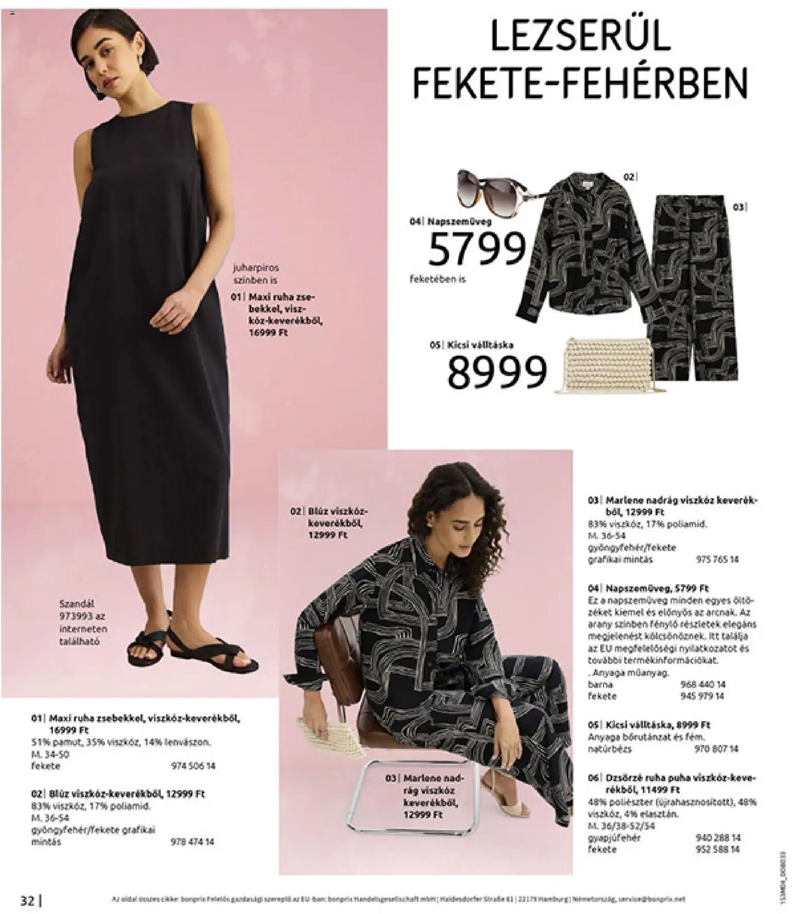 Bonprix akciós ujság - amely érvényes a következő dátumtól: 30.03.2026 | Oldal: 34 | Termékek: Napszemüveg, Ruha, Blúz, Nadrág