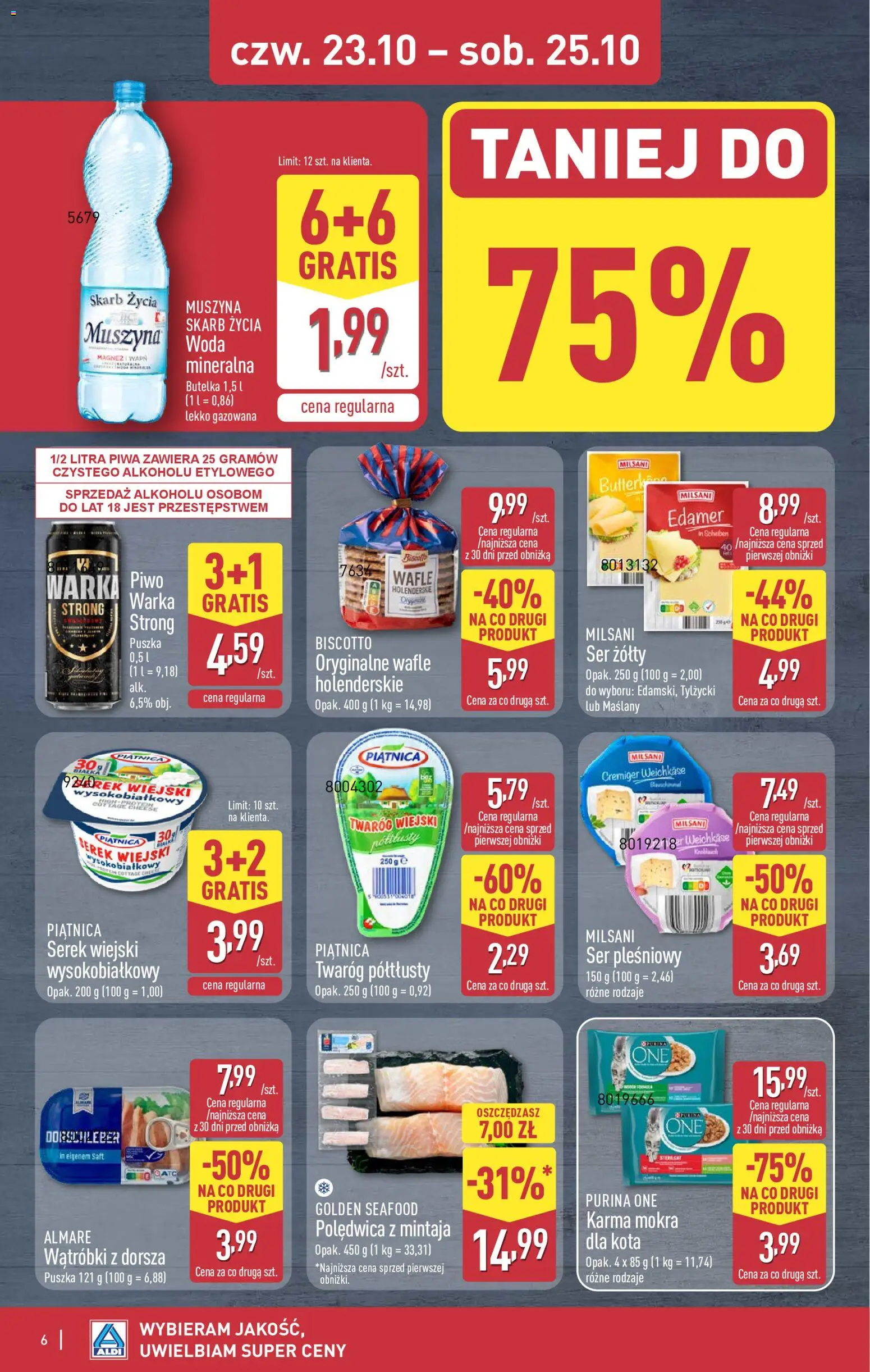Aldi Gazetka - Okazje na weekend od 23.10.2025 | Strona: 6 | Produkty: Ser pleśniowy, Wafle, Serek, Polędwica z mintaja