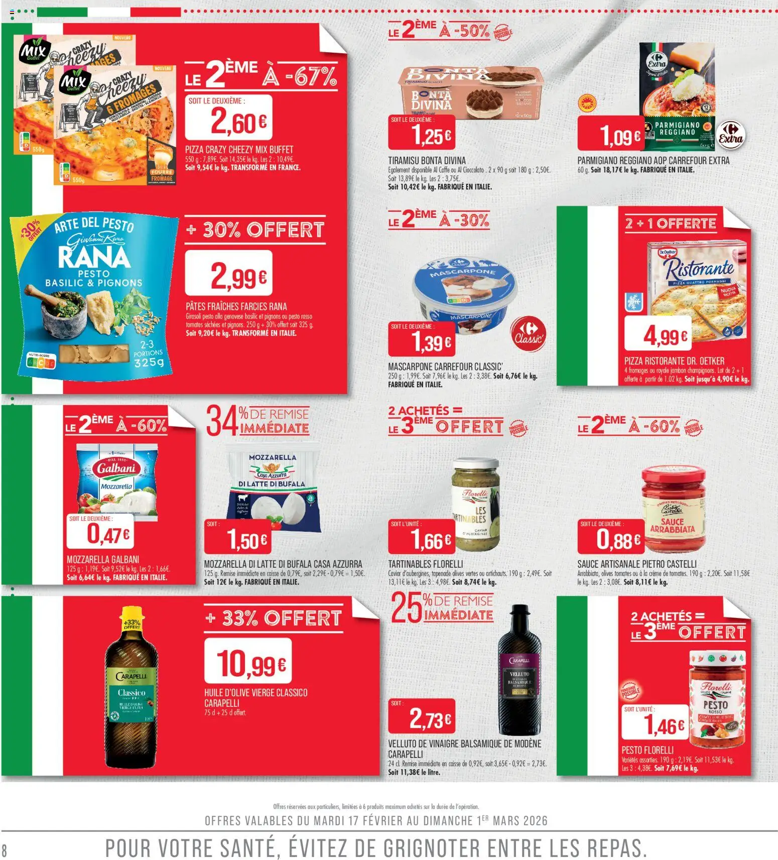 {H1} | Page: 8 | Produits: Jambon, Cheddar, Pâtes, Crème