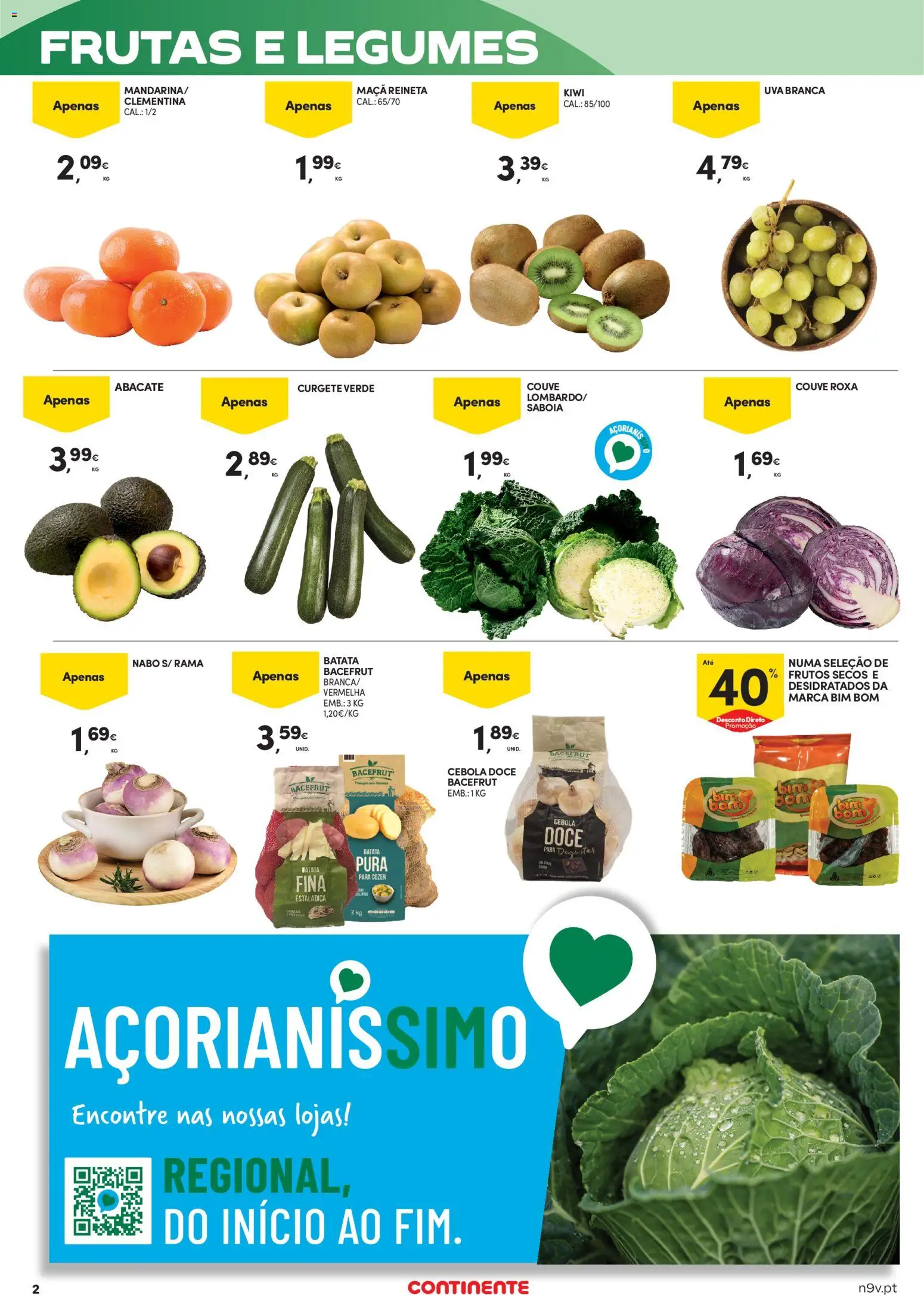 Continente - Açores │ válido de 19.03.2026 | Página: 2 | Produtos: Curgete, Cebola, Abacate, Kiwi