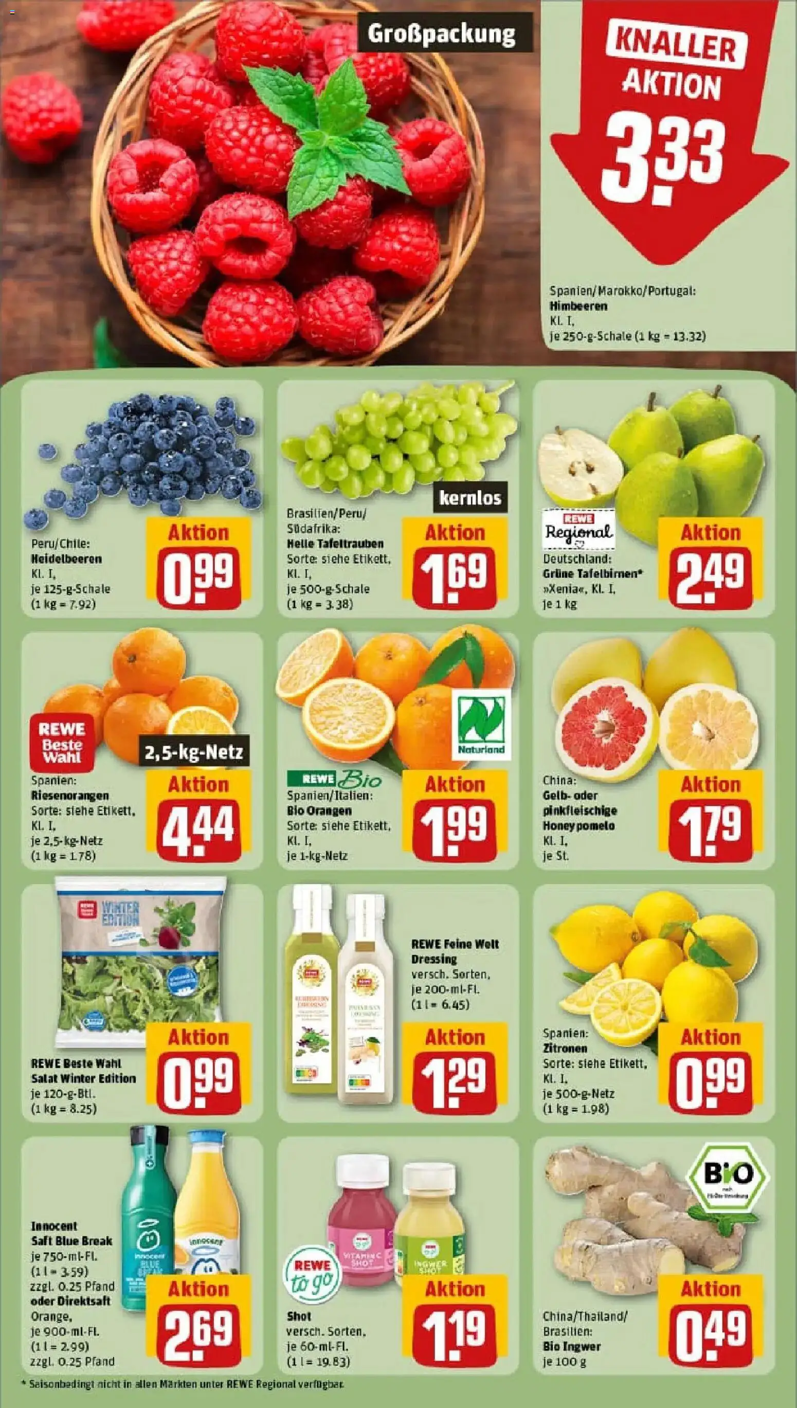 Rewe prospekt Dallgow-Döberitz	 – gültig ab 26.01.2026 | Seite: 6 | Produkte: Himbeeren, Orangen, Heidelbeeren, Zitronen