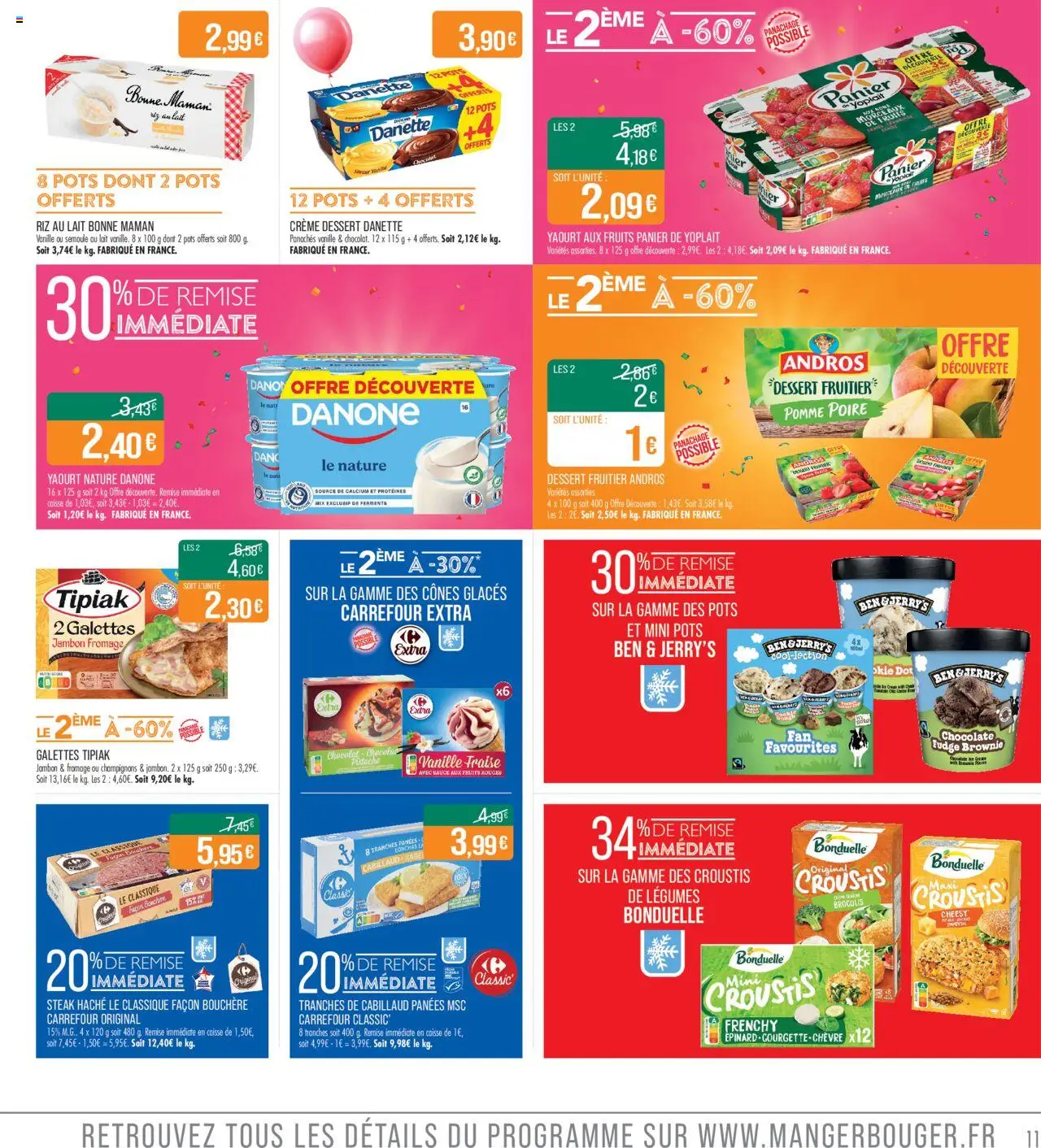 {H1} | Page: 11 | Produits: Fraise, Poire, Semoule, Fromage