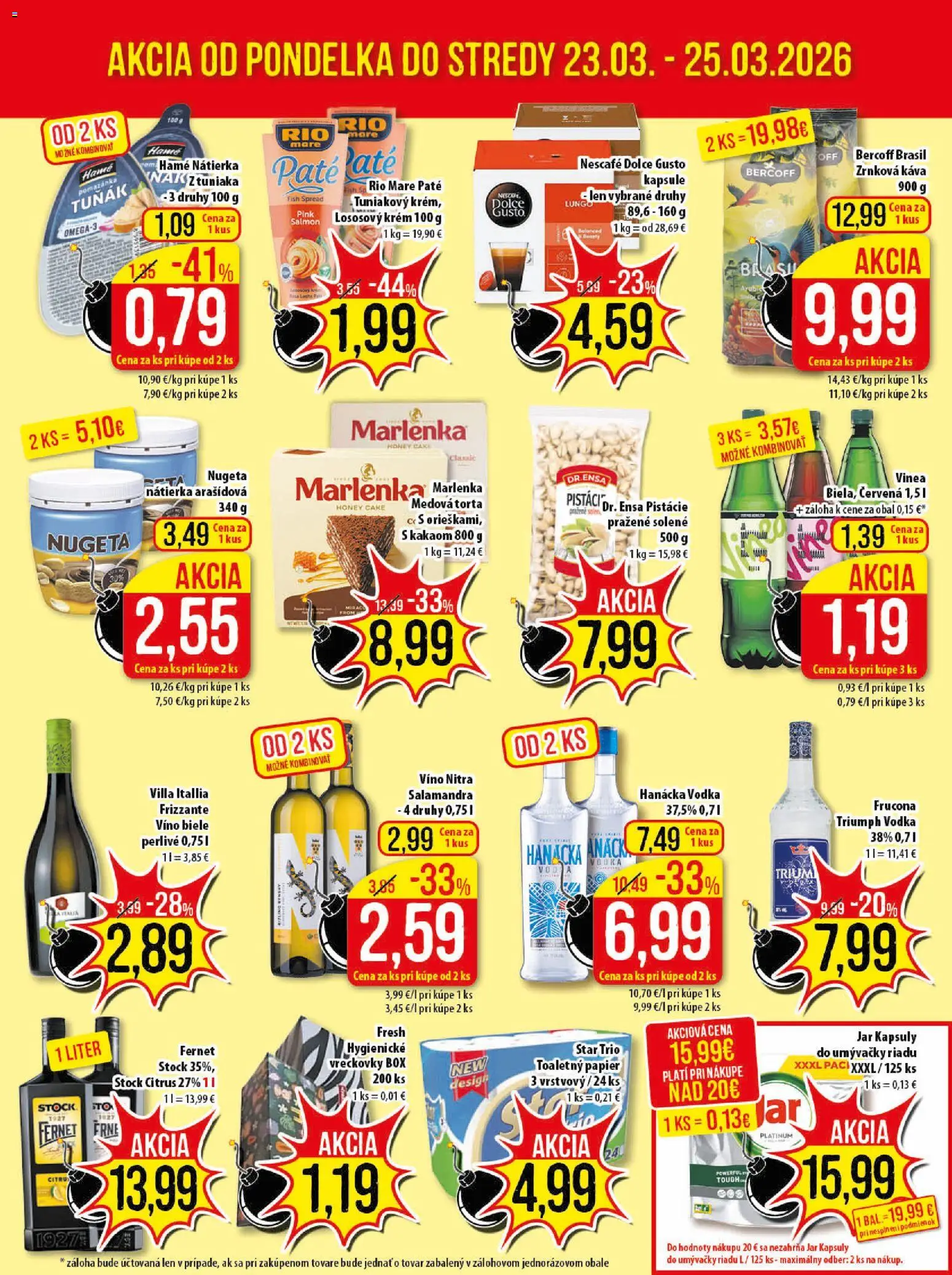 Nové Klas akcie – leták je platný od 23.03.2026 | Strana: 3 | Produkty: Dolce Gusto, Rio Mare, Fernet