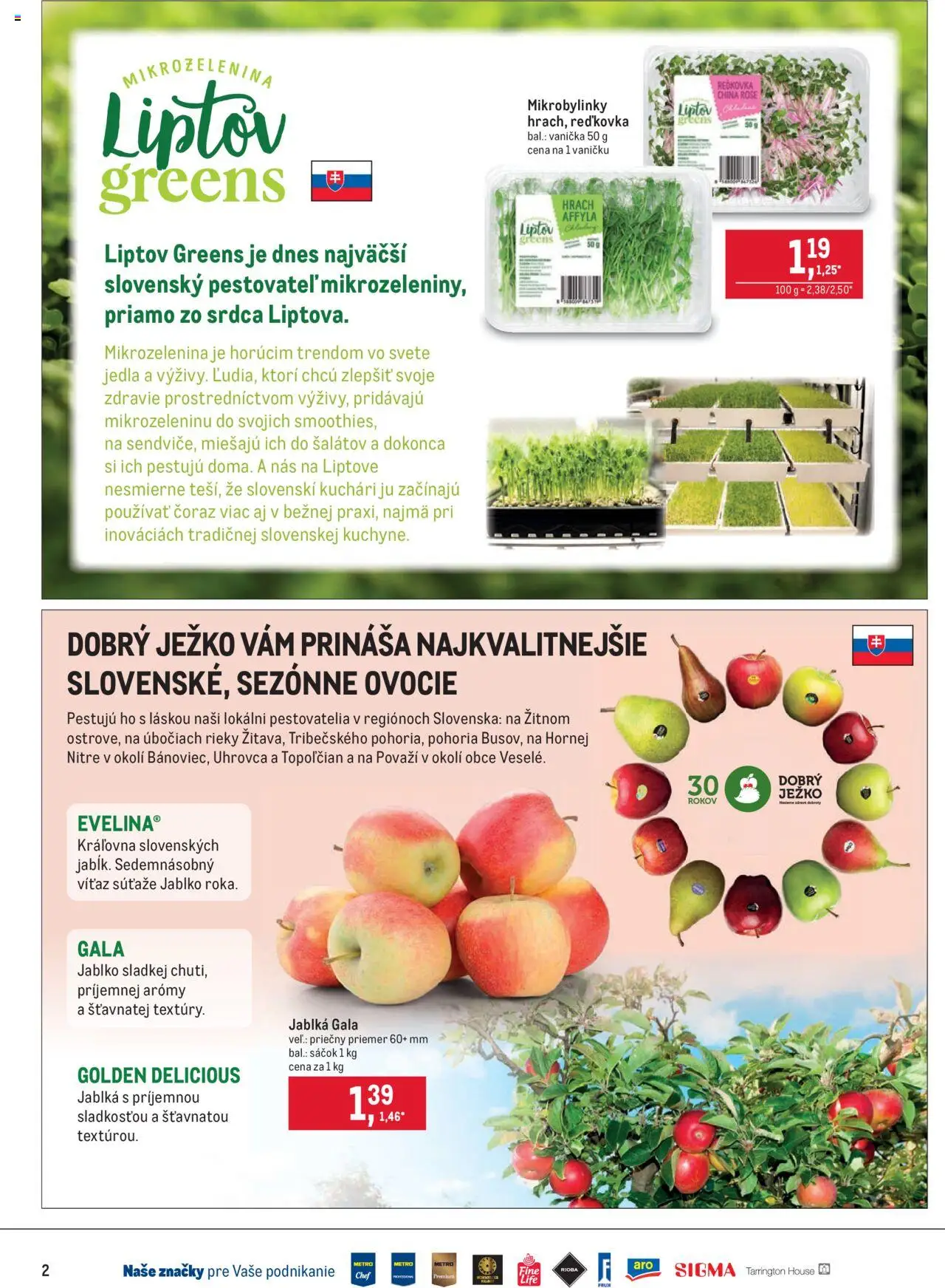 Nové Metro akcie – leták je platný od 10.09.2025 | Strana: 2 | Produkty: Jablká, Hrach, Ovocie