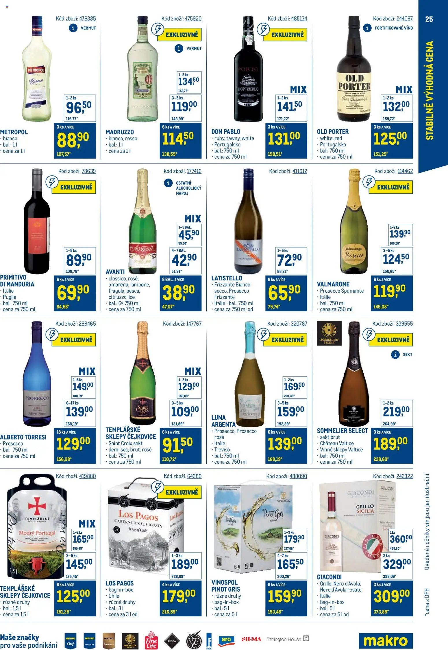 Makro leták - Stabilně výhodná cena - maloobchod od 24.09.2025 | Strana: 25 | Produkty: Víno, Primitivo Di Manduria, Primitivo, Avanti