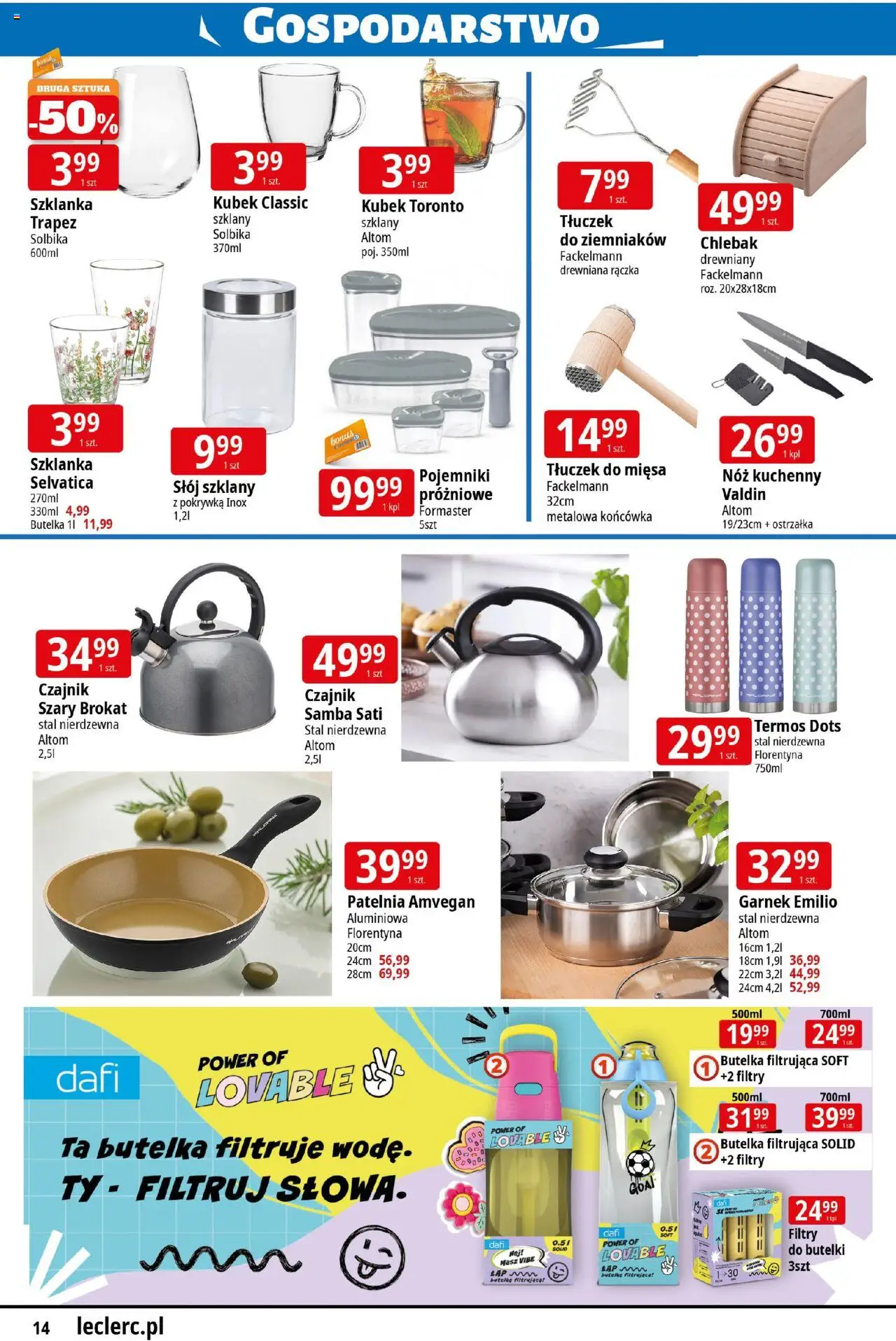 E.Leclerc Gazetka - Radom od 11.08.2025 | Strona: 14 | Produkty: Szklanka, Czajnik, Garnek, Patelnia