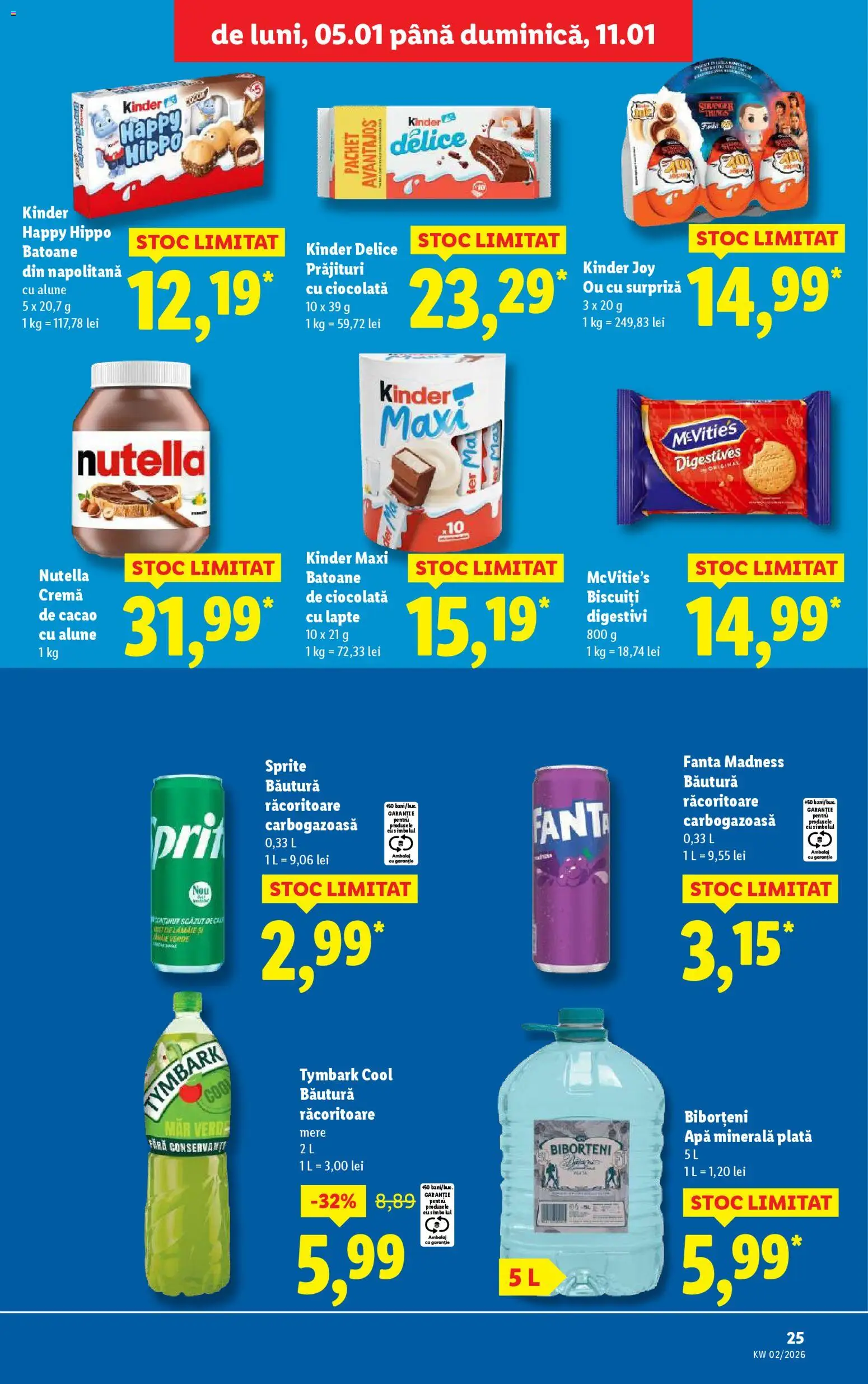 Noul catalog Lidl – valabil de la 05.01.2026 | Pagină: 25 | Produse: Yazı tahtası kalemi, Lapte, Mere, Apă