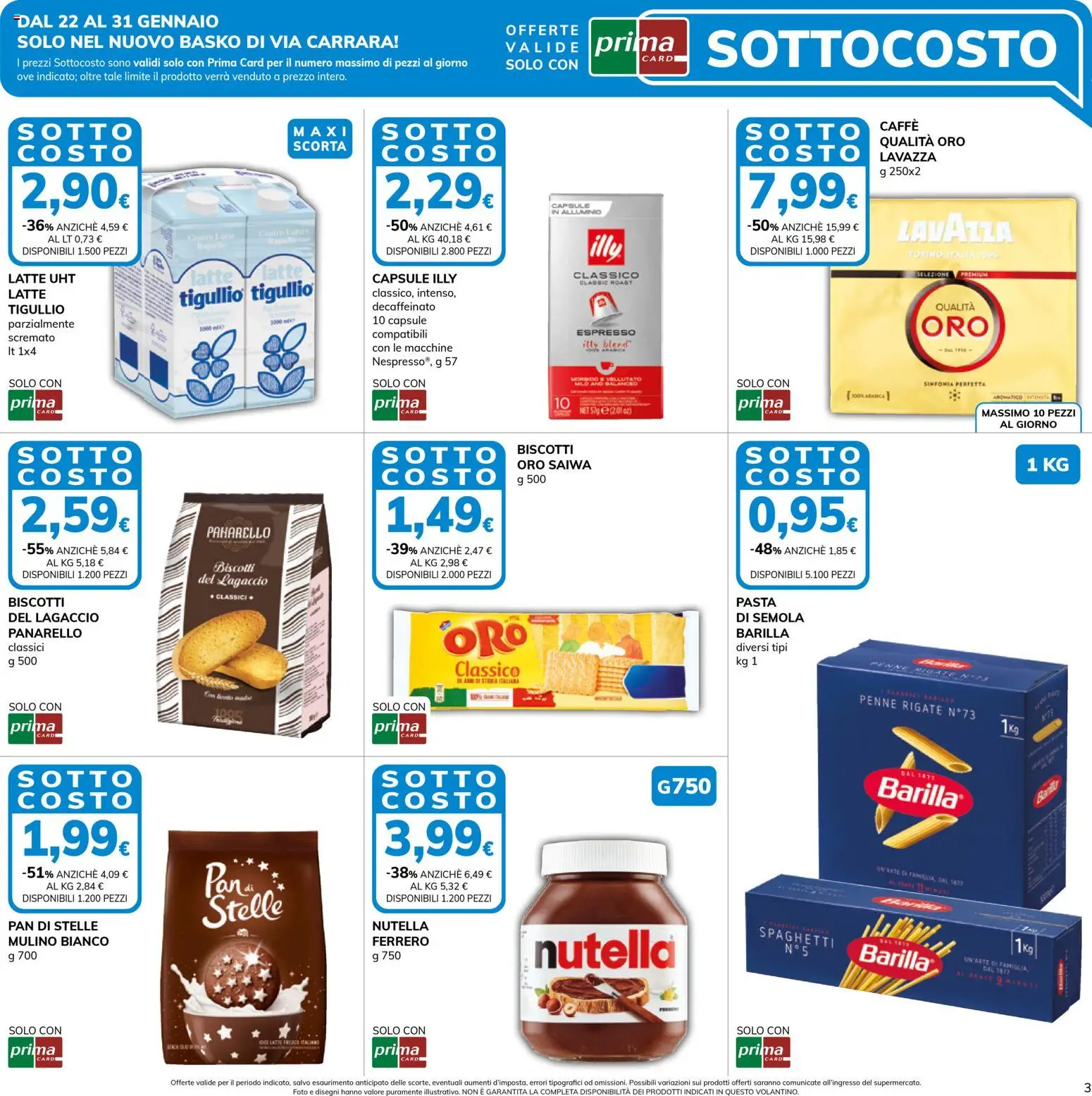 Volantino Basko del 22.01.2026 | Pagina: 3 | Prodotti: Biscotti, Latte, Lavazza, Penne