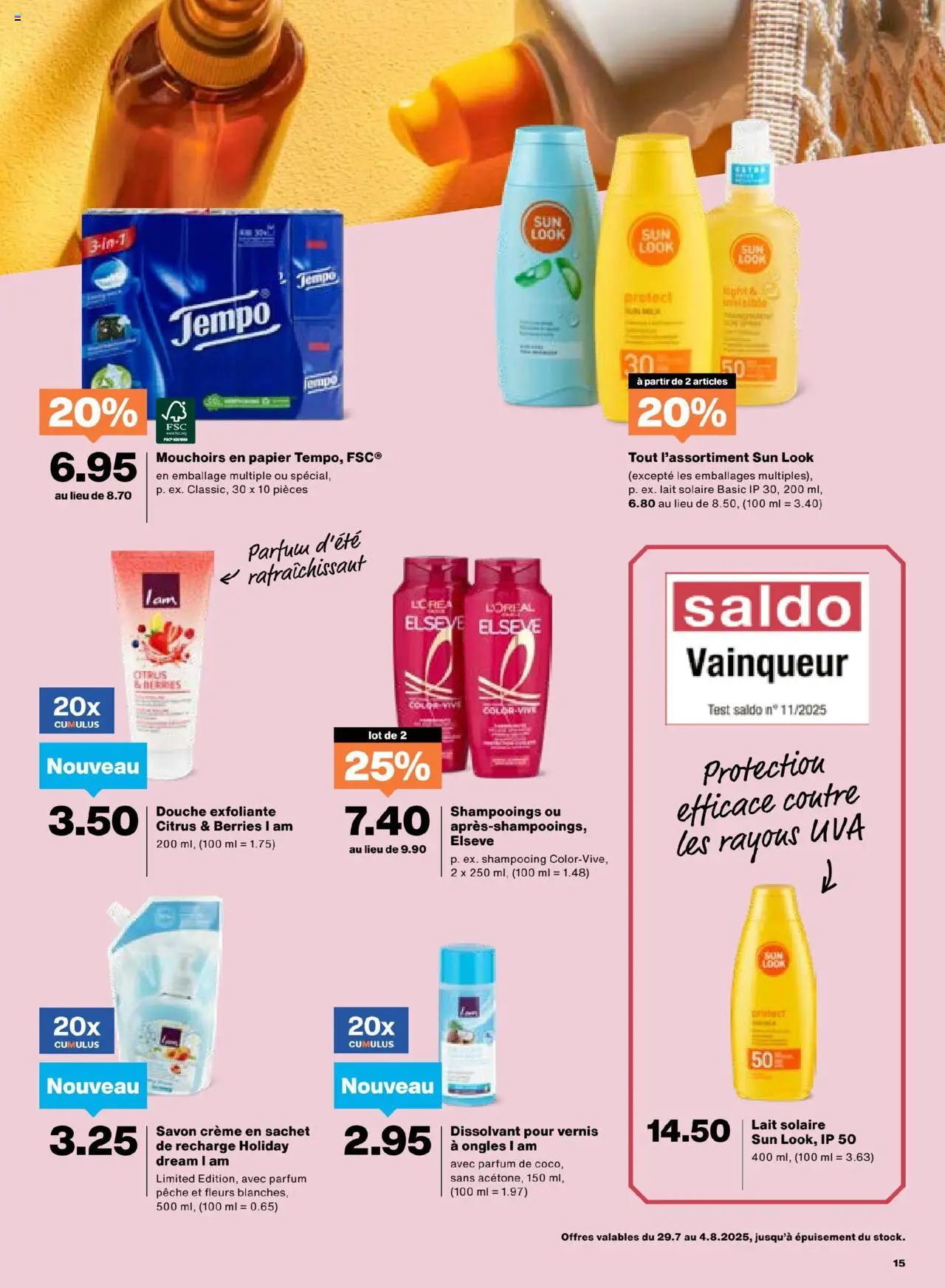 Migros Aktionen FR ab 29.07.2025 | Seite: 15 | Produkte: Parfüm, Shampoo, Conditioner, Creme
