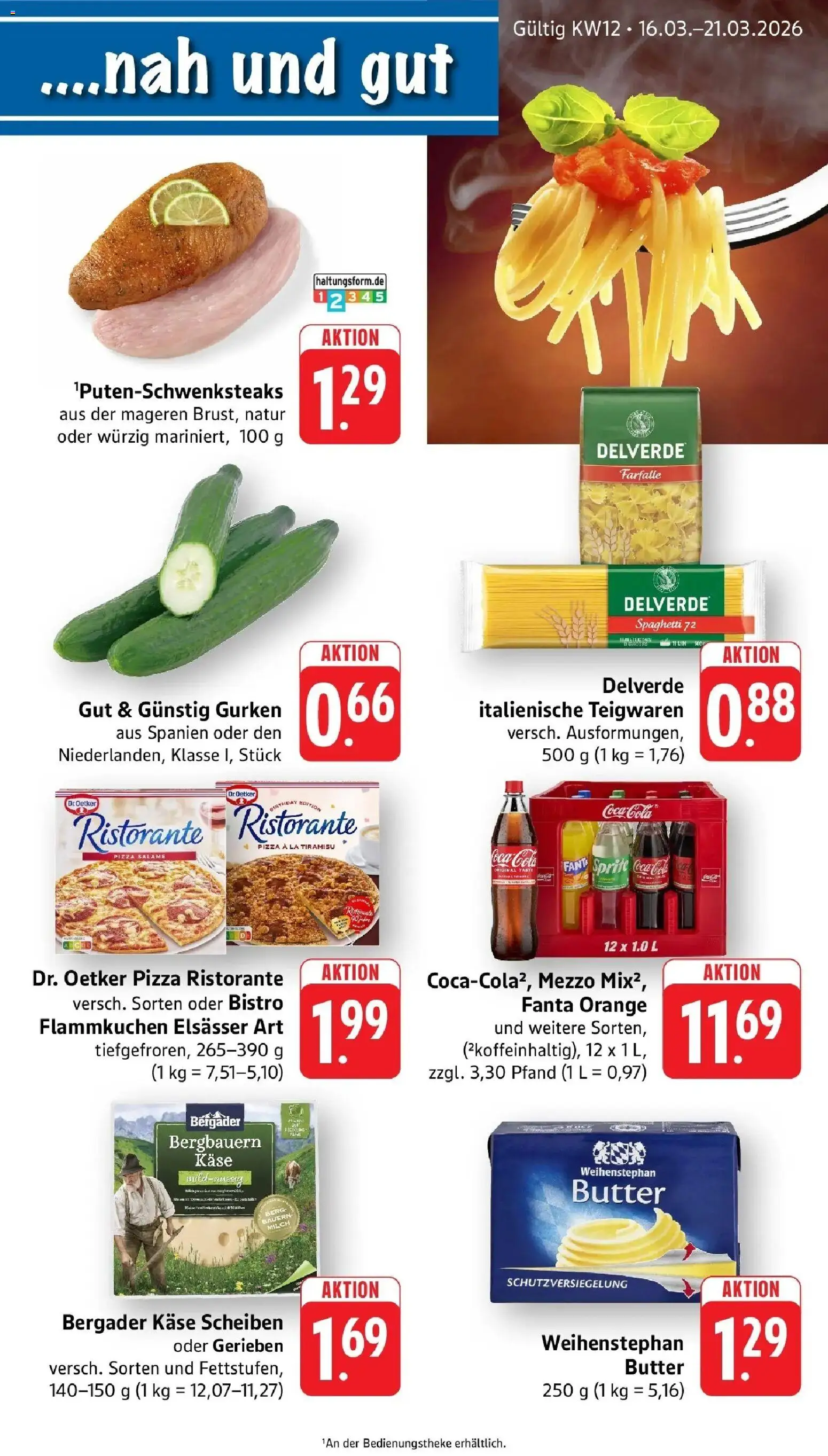 Angebote – gültig ab 16.03.2026 | Seite: 1 | Produkte: Ristorante, Coca cola, Weihenstephan butter, Pasta