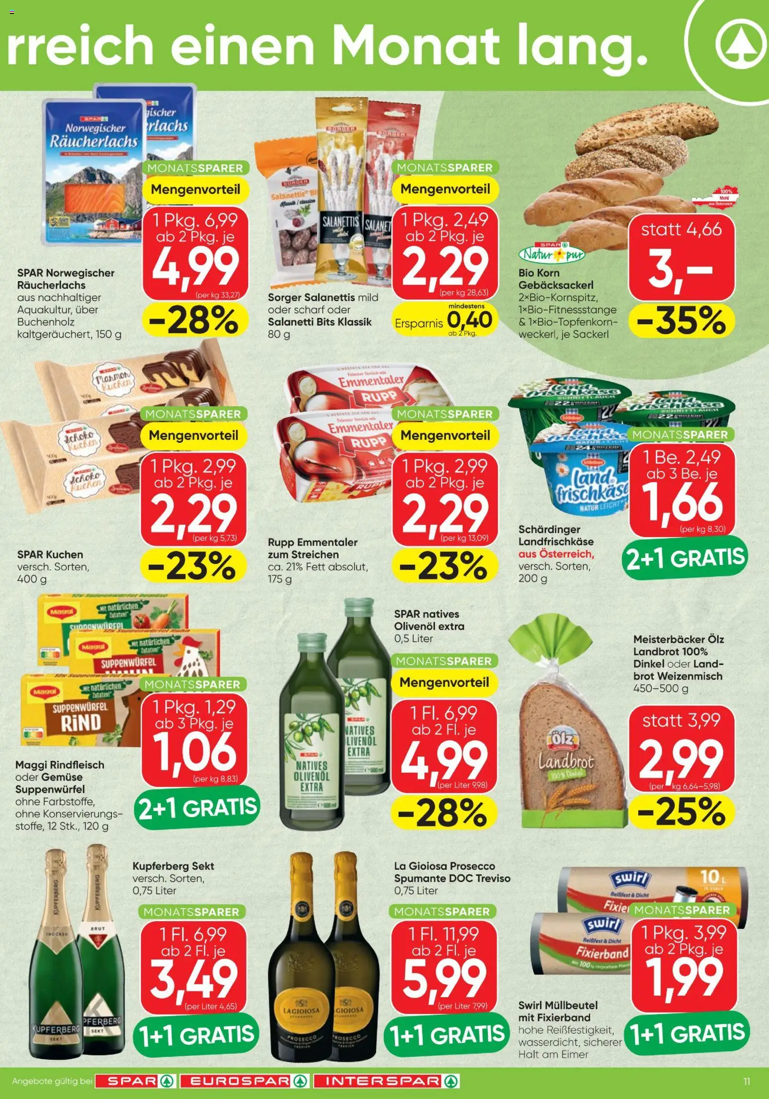 Spar Flugblatt gültig ab 13.11.2025 | Seite: 11 | Produkte: Gemüse, Brot, Rindfleisch