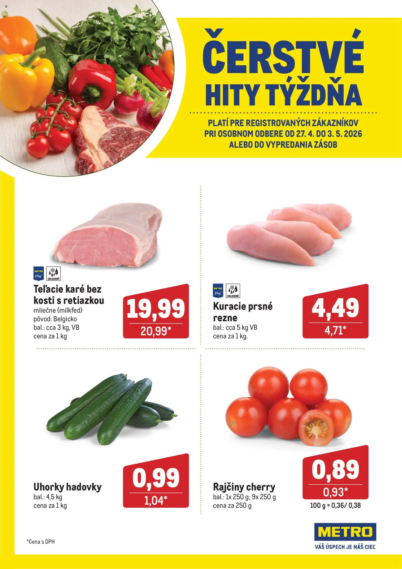 Nové Metro akcie – leták je platný od 27.04.2026 | Strana: 1 | Produkty: Uhorky