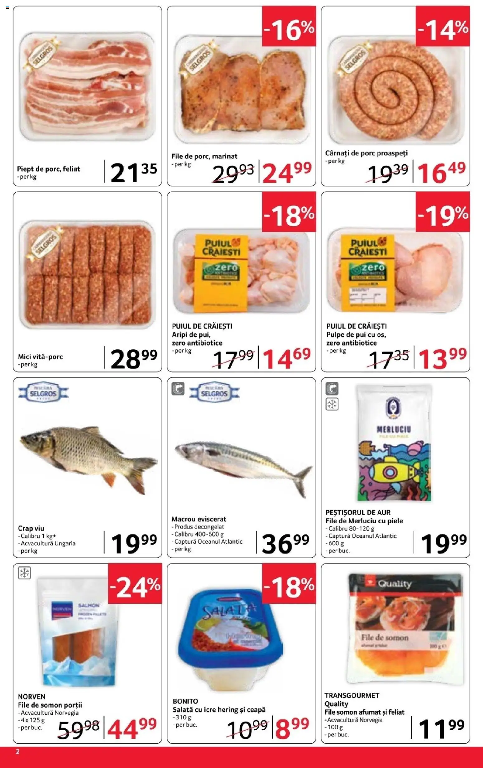 Noul catalog Selgros – valabil de la 17.04.2026 | Pagină: 2 | Produse: Salată cu icre, Salată, Ceapă, Cârnați