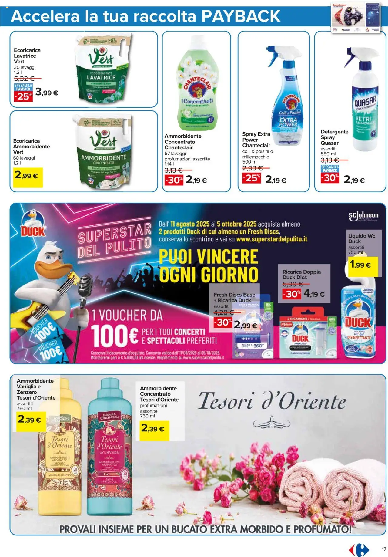 Volantino Carrefour del 05.09.2025 | Pagina: 17 | Prodotti: Ammorbidente, Detergente, Lavatrice, WC