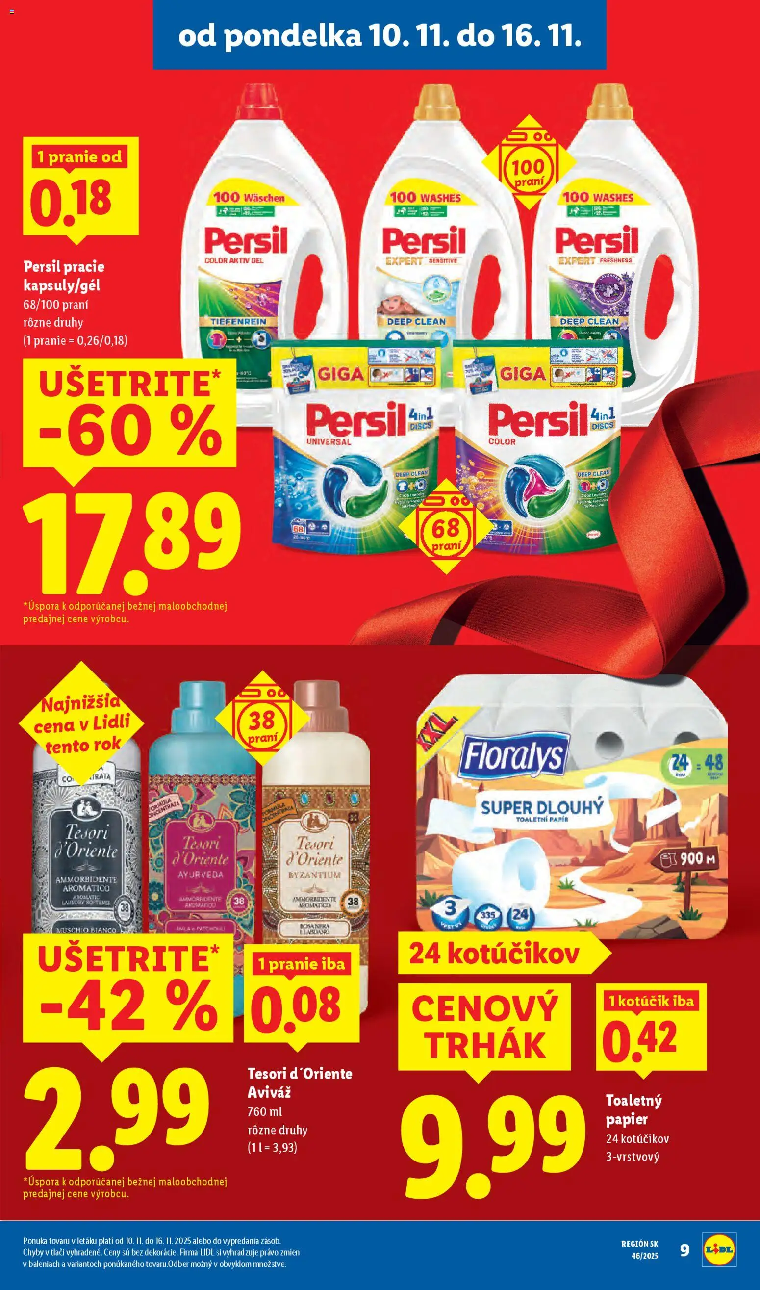 Nové Lidl akcie – leták je platný od 10.11.2025 | Strana: 13 | Produkty: Persil, Toaletný papier, Aviváž