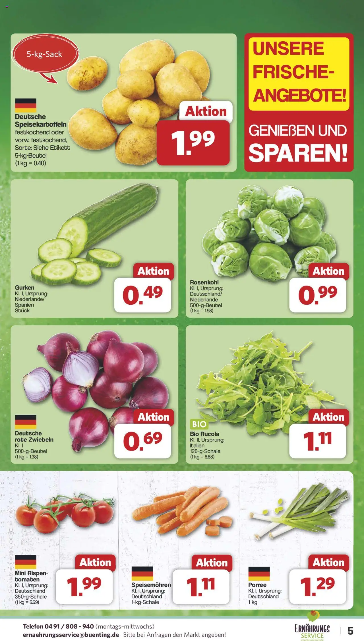 Famila Nordwest Prospekt 	 – gültig ab 06.10.2025 | Seite: 5 | Produkte: Tomaten, Zwiebeln, Gurken, Telefon